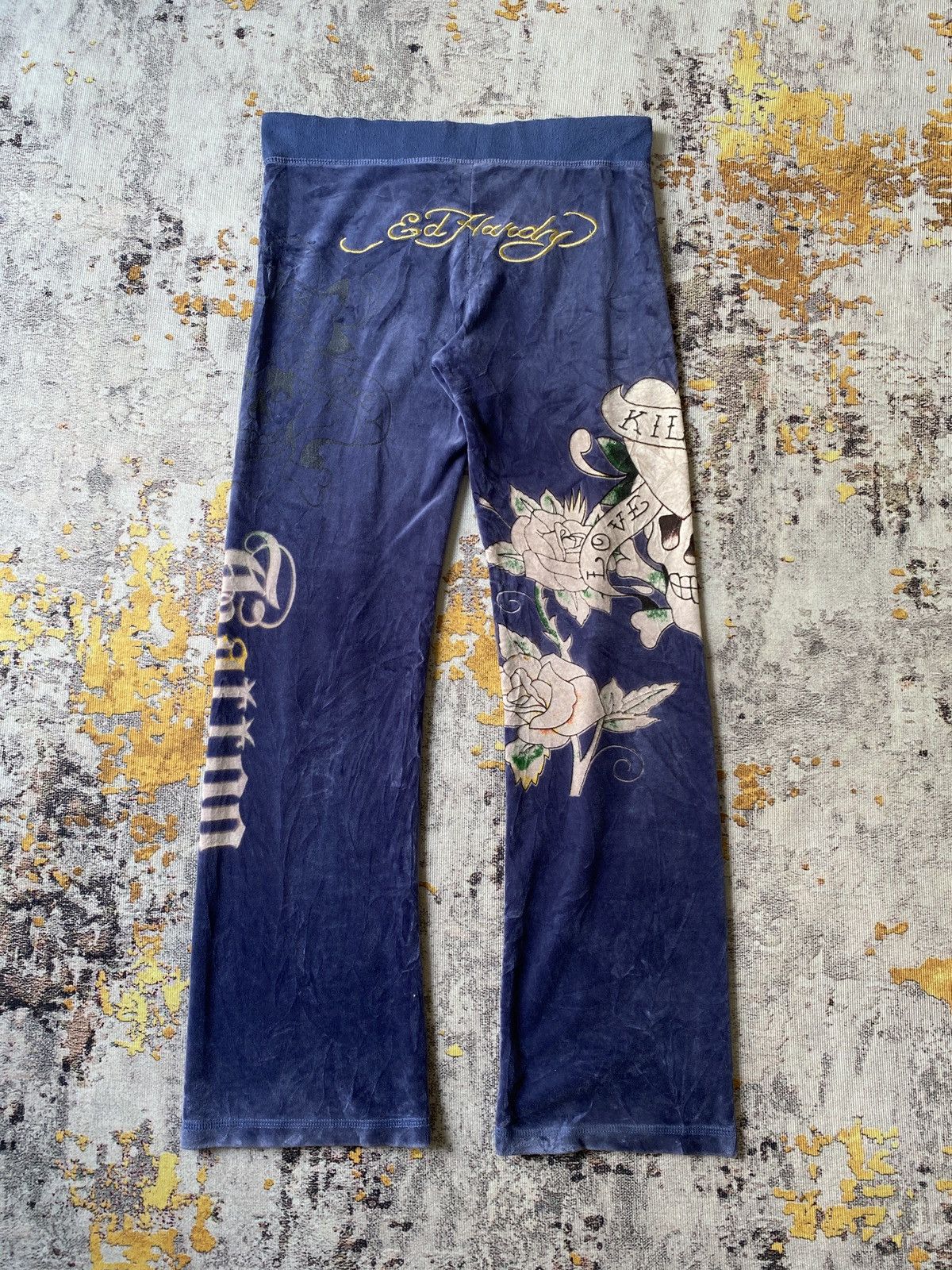 Christian Audigier 2000s Ed Hardy By Christian Audigier Velvet Sweatpant Size US 32 / EU 48 - 4 Thumbnail