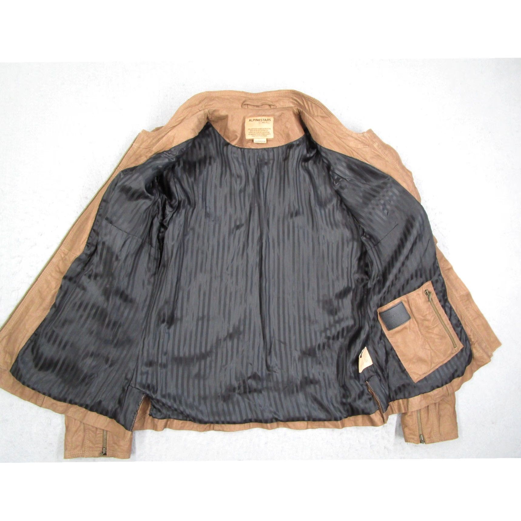 Alpinestars Alpinestars Denise Focil Leather Cafe Racer Jacket Women M Tan Brown Quilt Zip Pockets Slim Short Coat Casual Vintage No Size M / US 6-8 / IT 42-44 - 4 Thumbnail