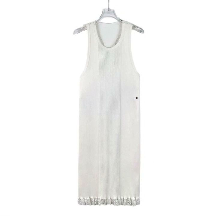 Louis Vuitton Louis Vuitton White Lace Sleeveless Knit Dress Size L / US 10 / IT 46 - 1 Thumbnail