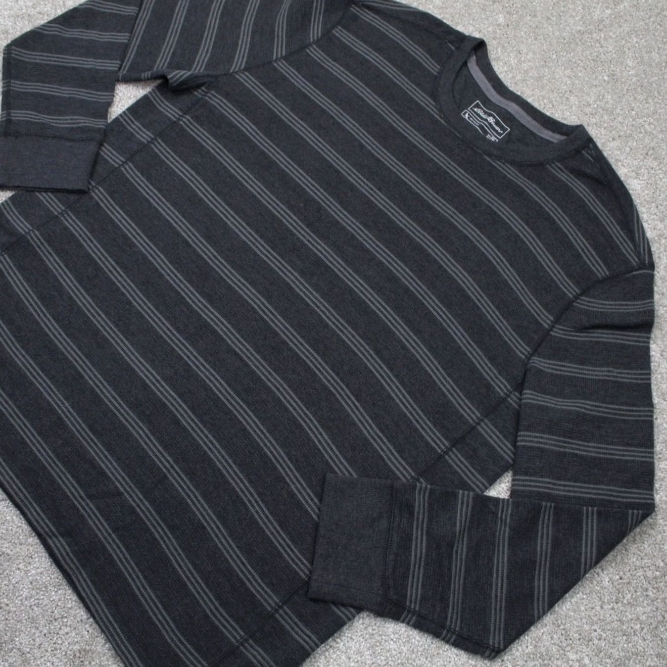 Eddie Bauer VINTAGE Eddie Bauer Outdoor Sweatshirt Mens 2XL XXL Gray/Black Striped L/S Pullover Size US XXL / EU 58 / 5 - 3 Thumbnail