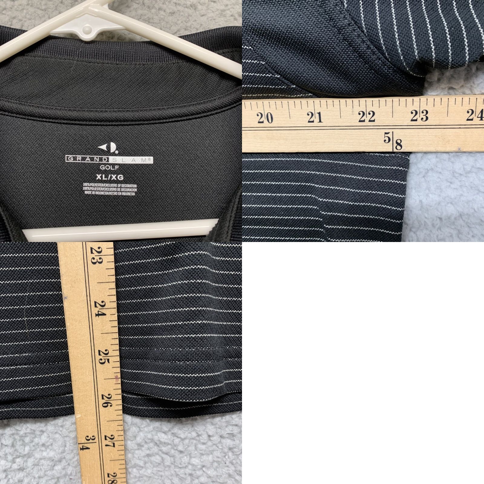 Vintage Grand Slam Polo Shirt Men's XL Black with White Stripe Pattern Shirt X-Large Polo Sports Golf Mens XL Black Stripe Size US XL / EU 56 / 4 - 8 Thumbnail