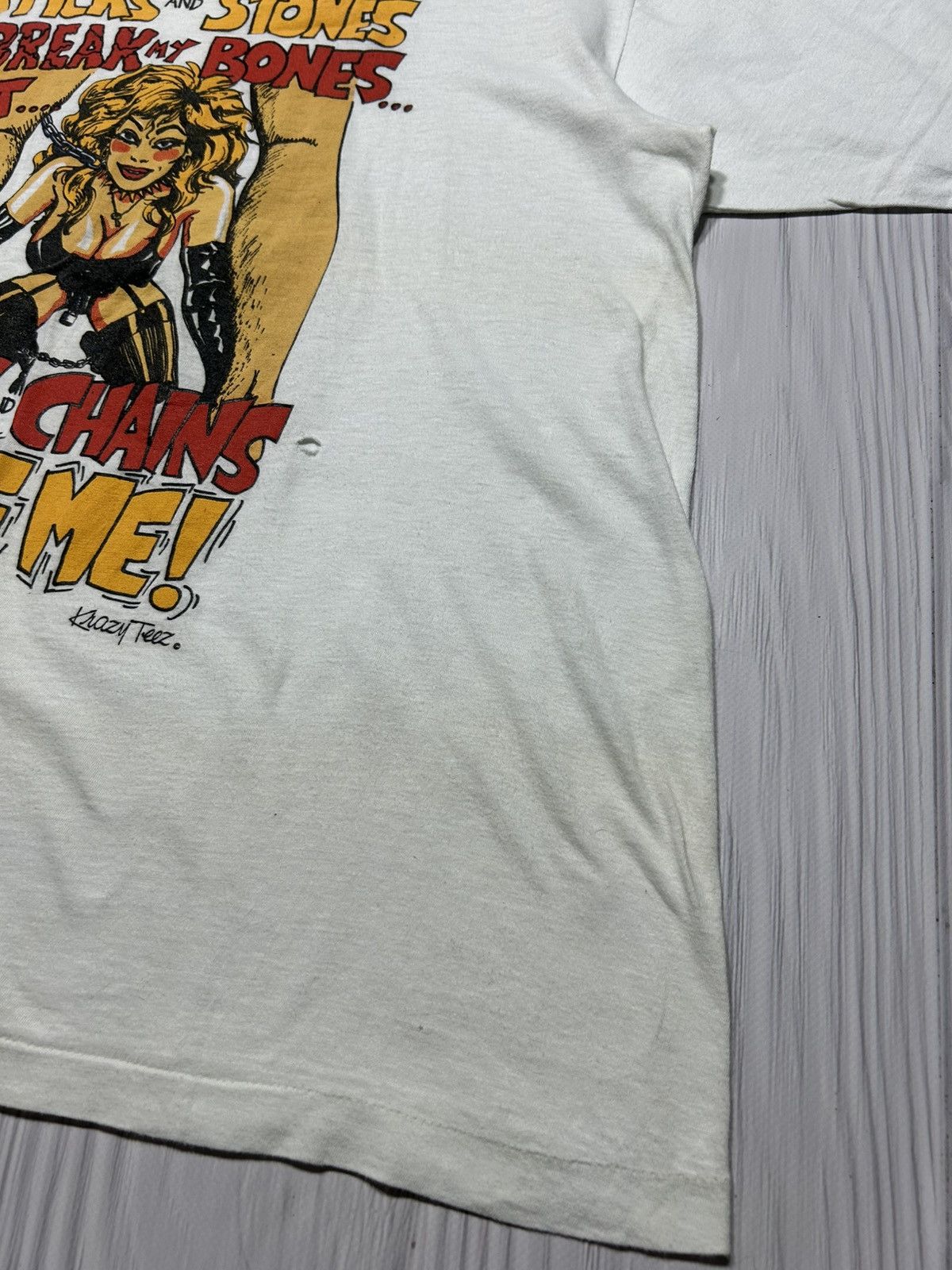 Vintage Vintage Adult Sticks and Stones May Break My Bones Sexy Tee Size US L / EU 52-54 / 3 - 8 Thumbnail