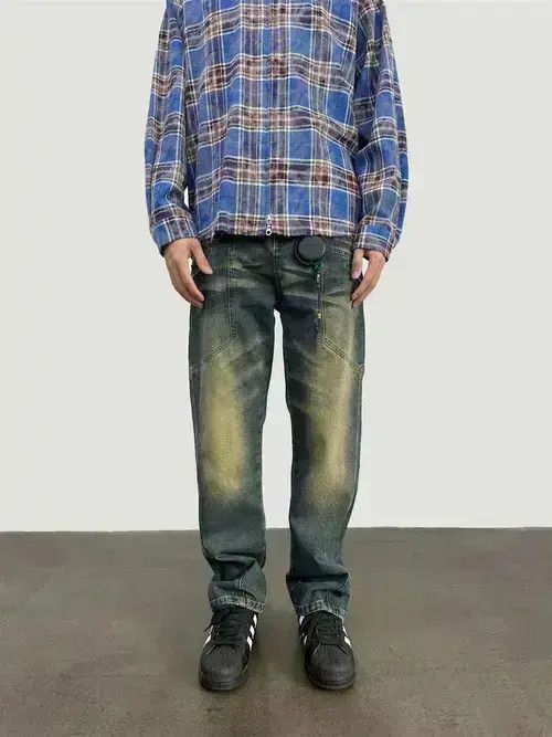 Japanese Brand Retro washed distressed corrugated jeans Size US 32 / EU 48 - 6 Thumbnail