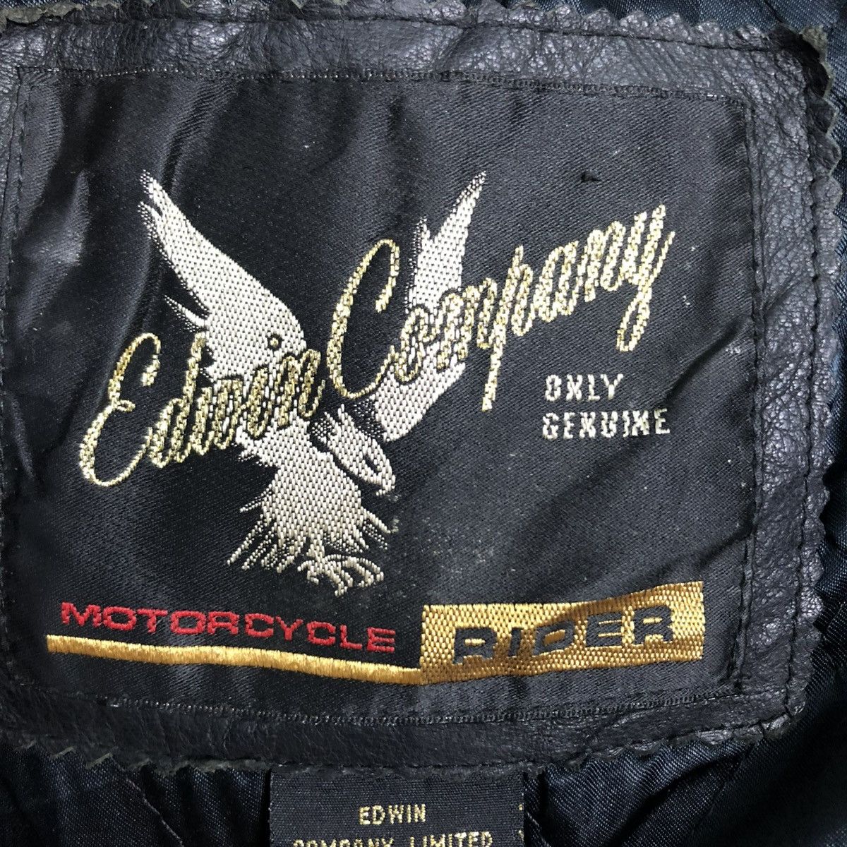 Edwin 🔥VINTAGE MOTORCYCLE RIDER LEATHER JACKET EDWIN COMPANY Size US L / EU 52-54 / 3 - 21 Thumbnail