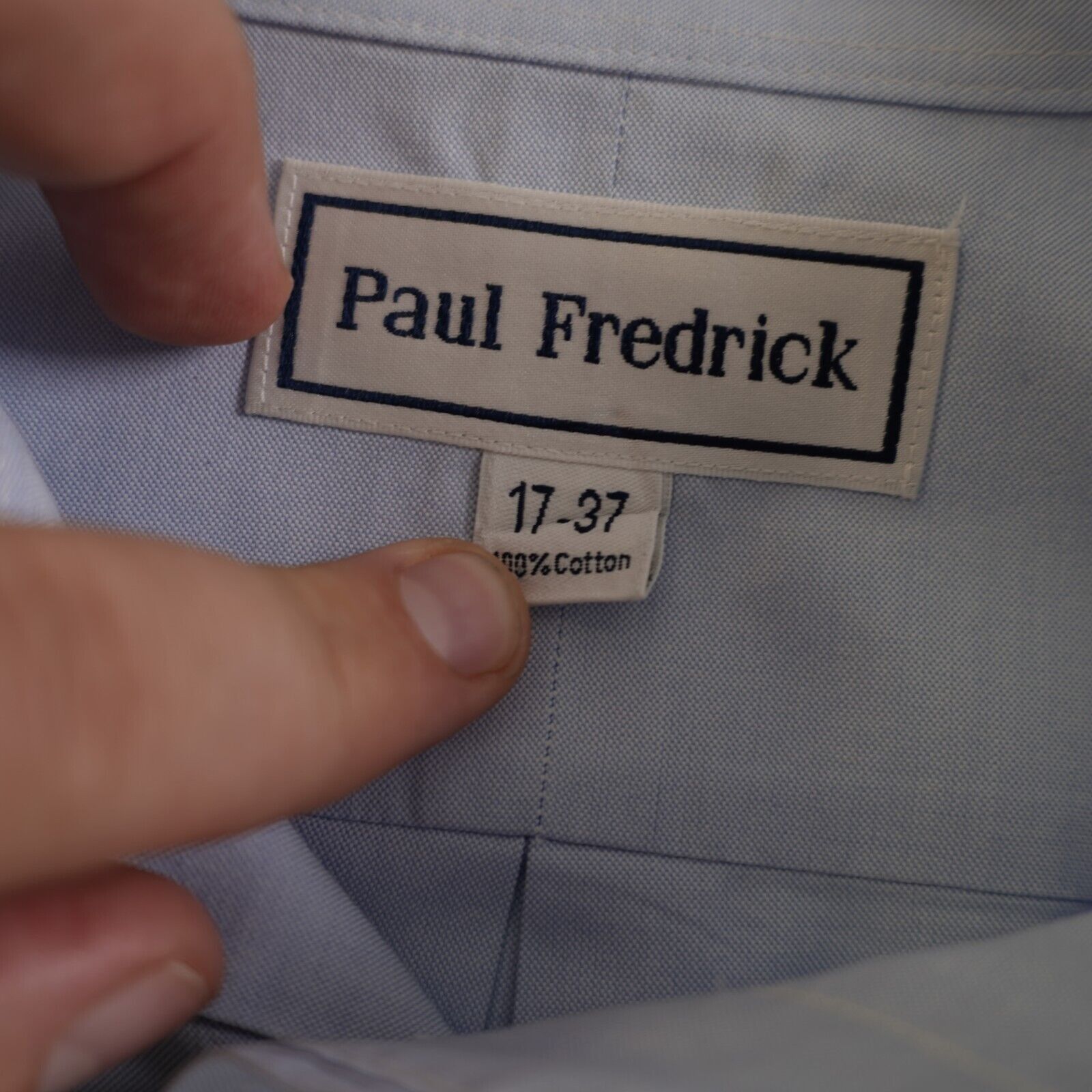 Paul Fredrick DAMAGED Paul Fredrick Blue Non Iron 17 / 37 Button Down Two Size US XL / EU 56 / 4 - 12 Thumbnail
