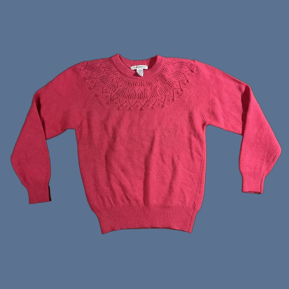 Vintage VINTAGE Spring Avenue Yoke Sweater Women’s Small Pink Angora Wool Blend Knit Sweater Pullover Size S / US 4 / IT 40 - 1 Thumbnail