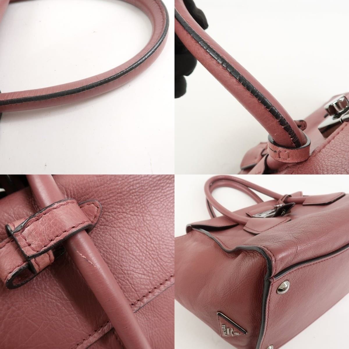 Prada Prada Logo Lock Calfskin Satchel Pink Size ONE SIZE - 4 Thumbnail