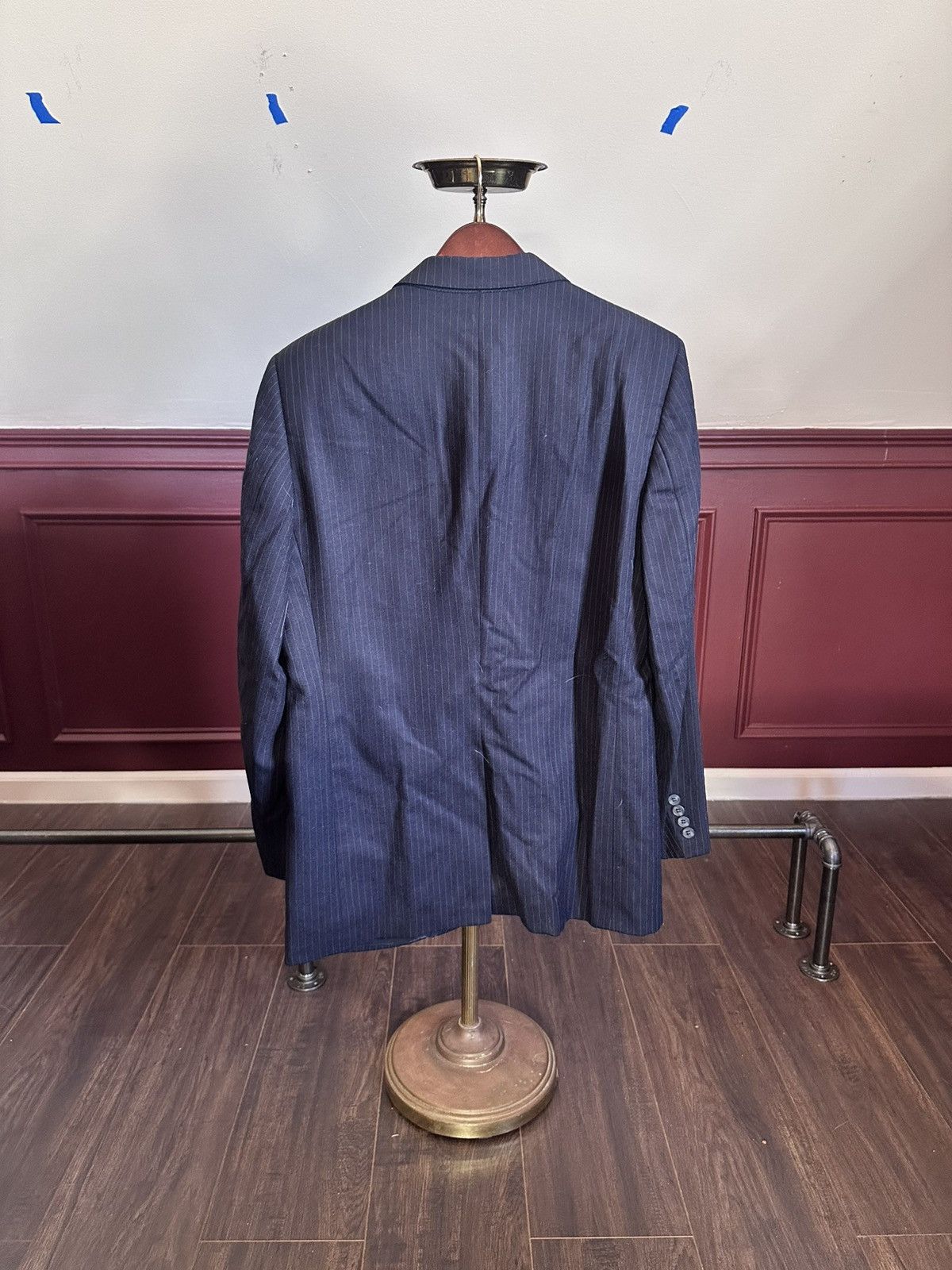 Lanvin Virgin wool navy pinstriped MiUSA mens 2pc suit Size 40S - 6 Thumbnail