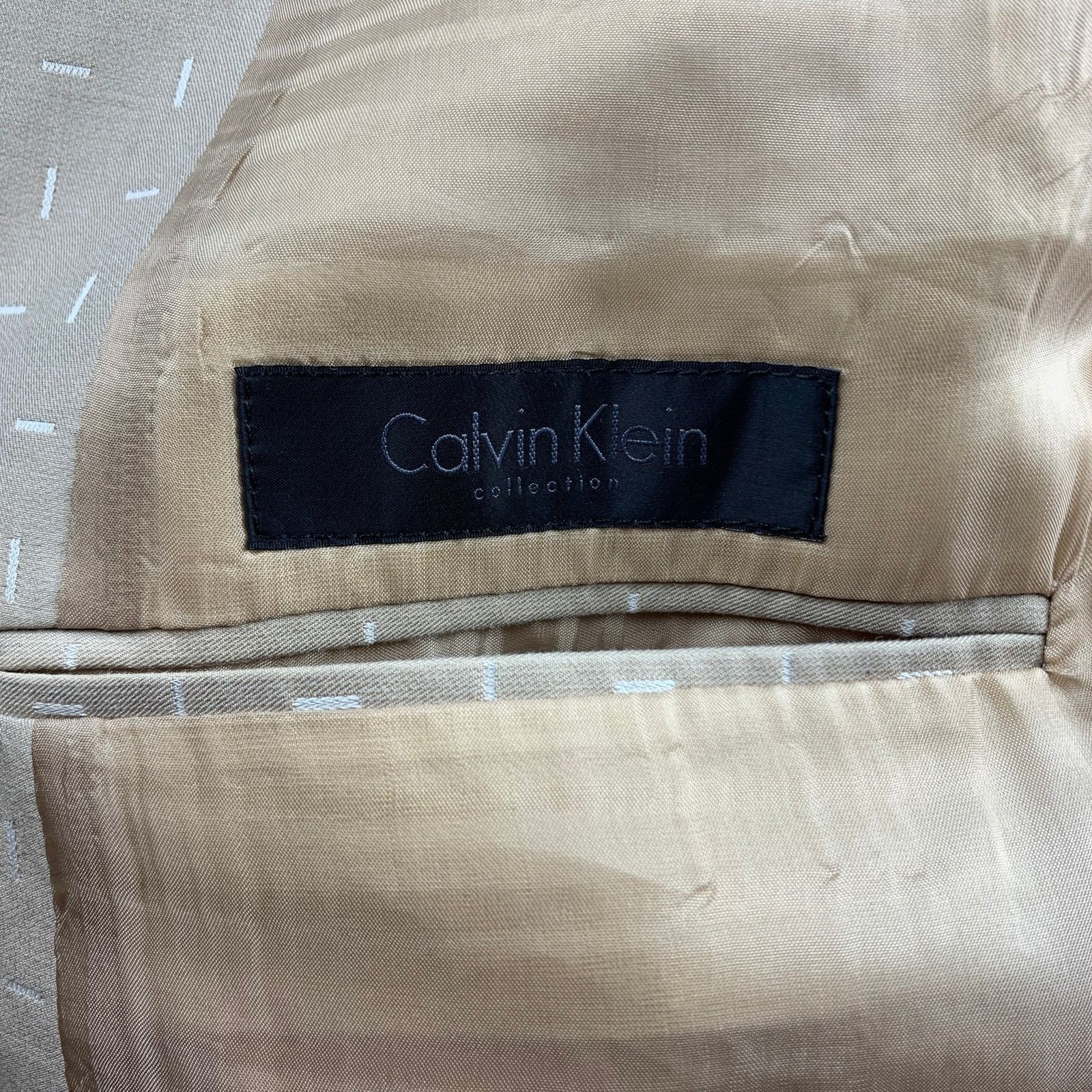 Calvin Klein Size 38 Khaki Print Cotton Sport Coat Size 38R - 7 Thumbnail