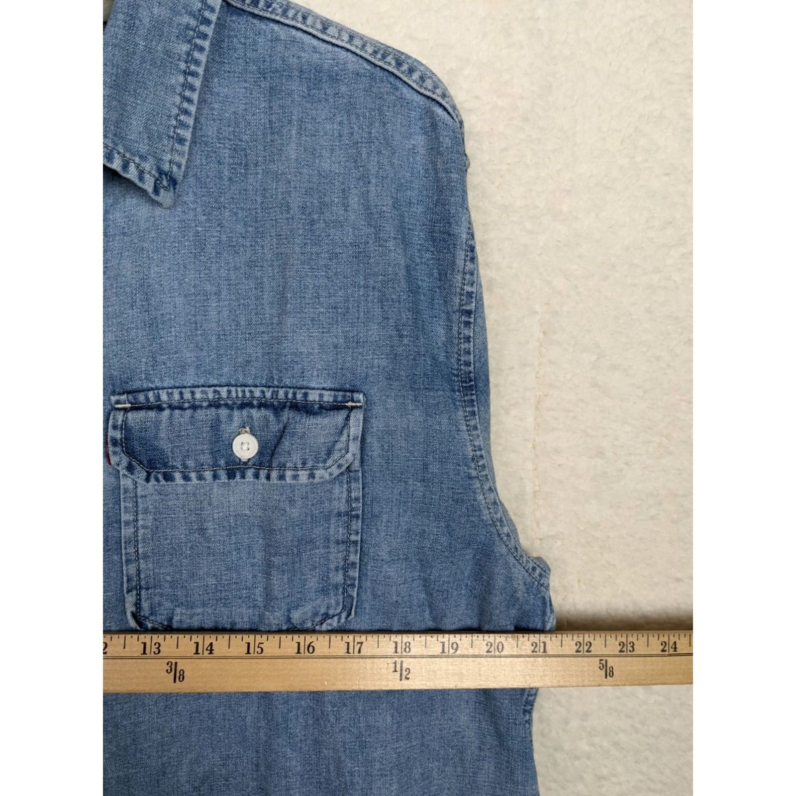 Levi's Levi's Women's Blue V-Neck Blouse Size S Long Sleeve Solid Casual All Seasons Size S / US 4 / IT 40 - 7 Thumbnail
