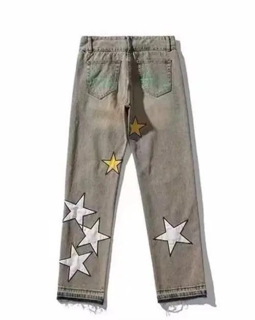 Japanese Brand × Jean Retro yellow mud color design star embroidered jeans Size US 32 / EU 48 - 2 Thumbnail