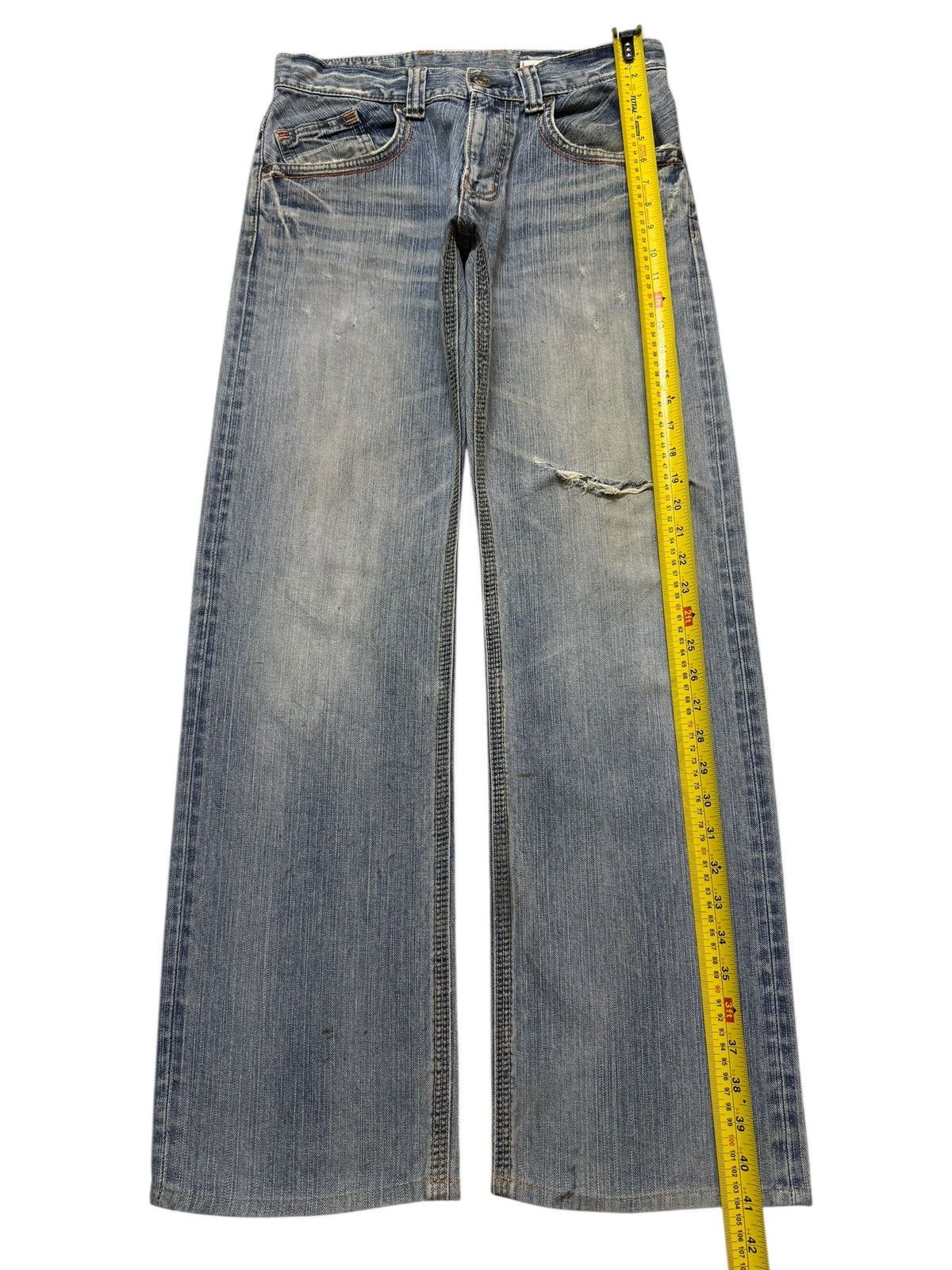 Edwin Vintage 90s Edwin XV Blue Faded Mud Wash Distress Wide Leg Size US 31 - 9 Thumbnail