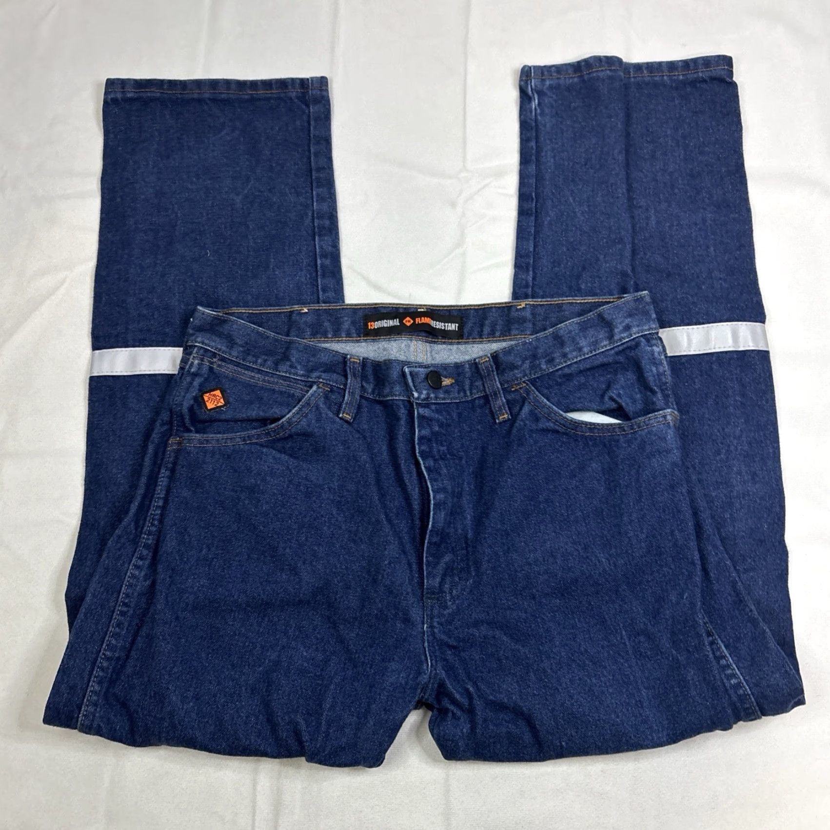 Wrangler Wrangler Jeans Mens 34x32 Blue FR13MWZ Cowboy Denim Western Welder FR Jeans Cowboy Cut Tapered Mens Blue 34x32 Wrangler 13MWZ Size US 34 / EU 50 - 3 Thumbnail