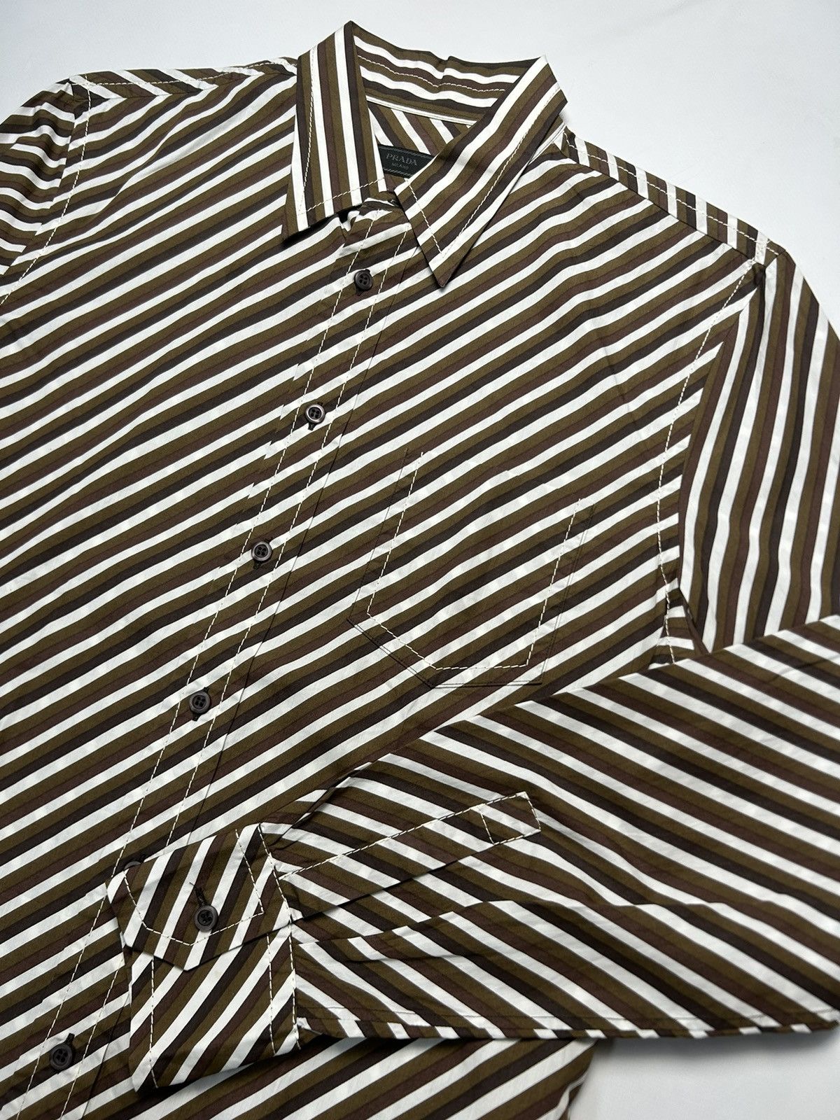 Prada Prada Casual Striped Shirt Button Up Size US L / EU 52-54 / 3 - 1 Thumbnail