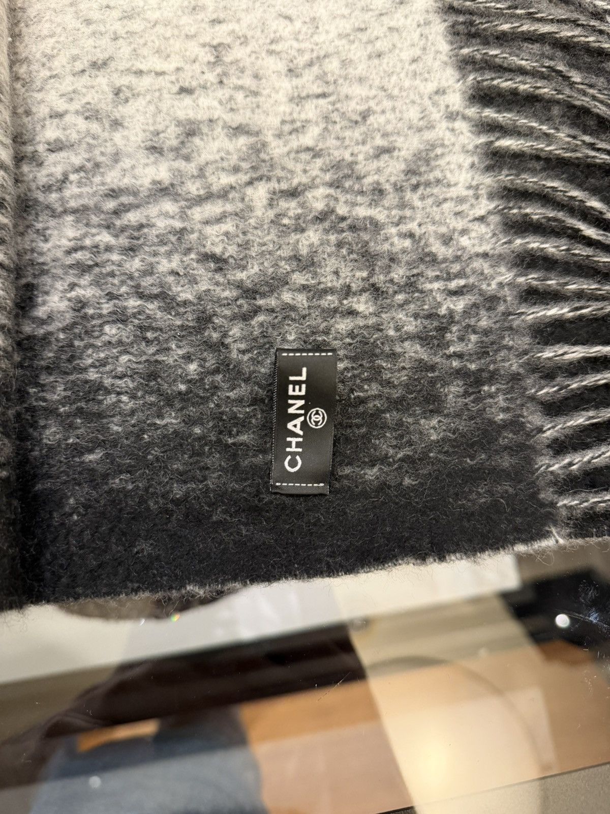 Chanel Chanel 100% Cashmere Spell Out Scarf - Black/White Size ONE SIZE - 5 Thumbnail