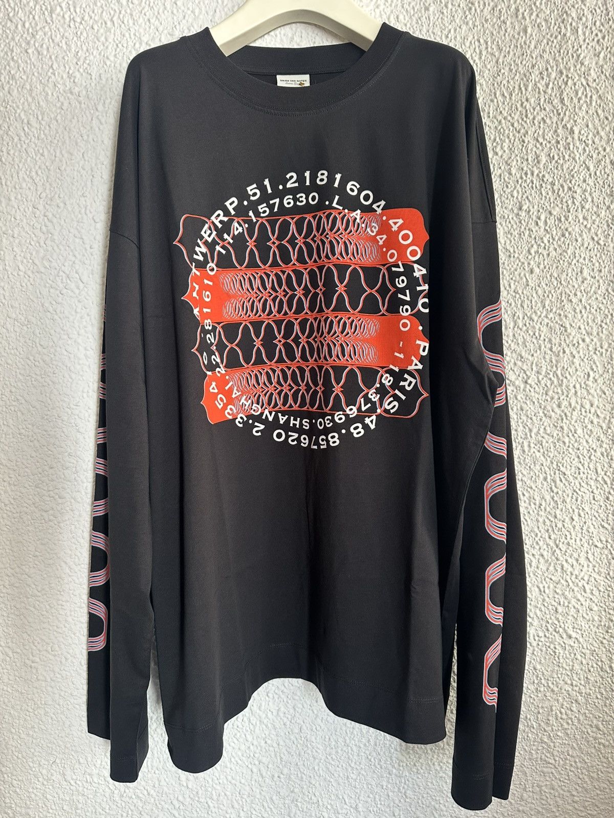 Dries Van Noten Dries Van Noten Black Printed Long Sleeve T-Shirt Size US XL / EU 56 / 4 - 5 Thumbnail