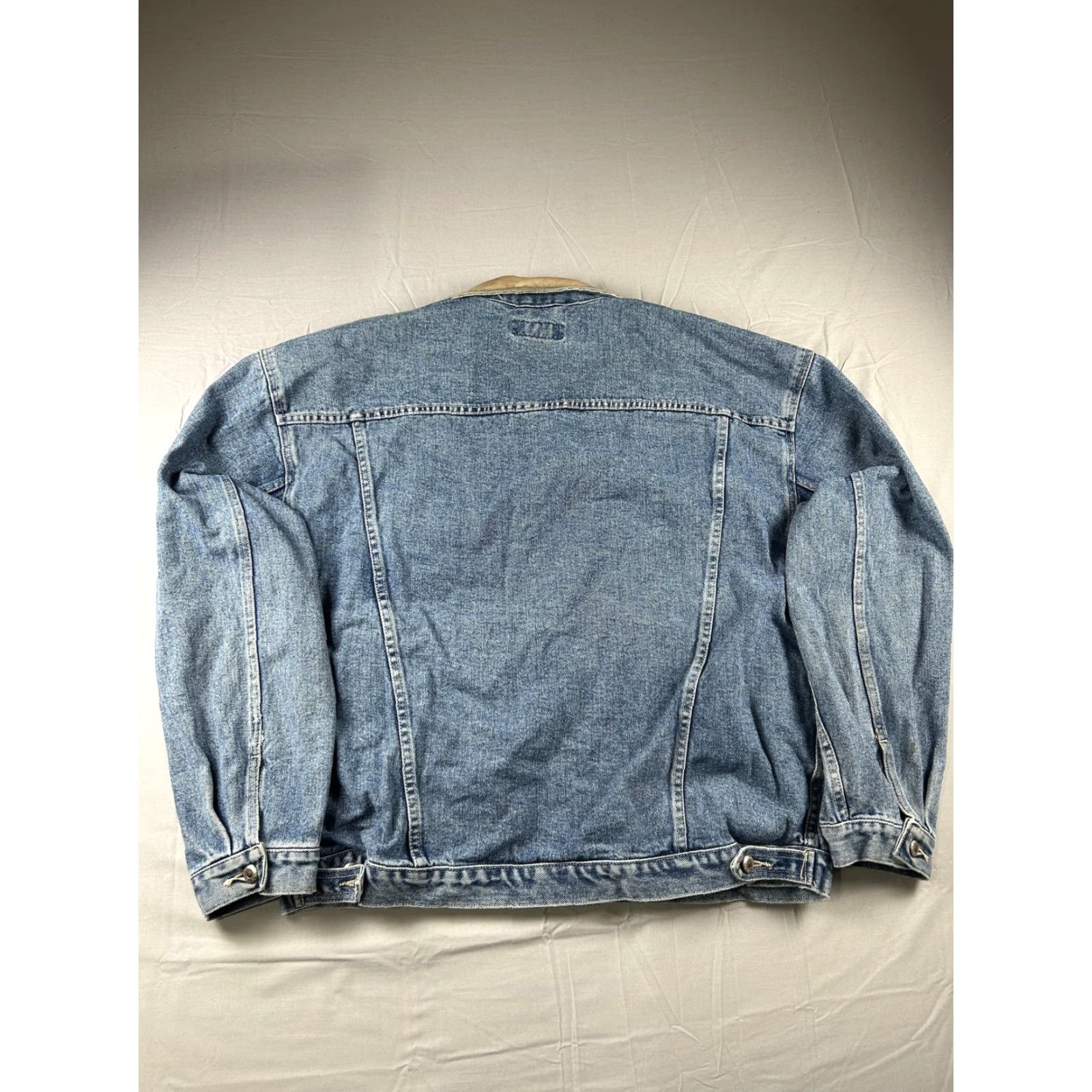 Banana Republic VINTAGE Banana Republic Denim Jacket Mens XL Blue Leather Collar Trucker 90s Size US XL / EU 56 / 4 - 2 Thumbnail