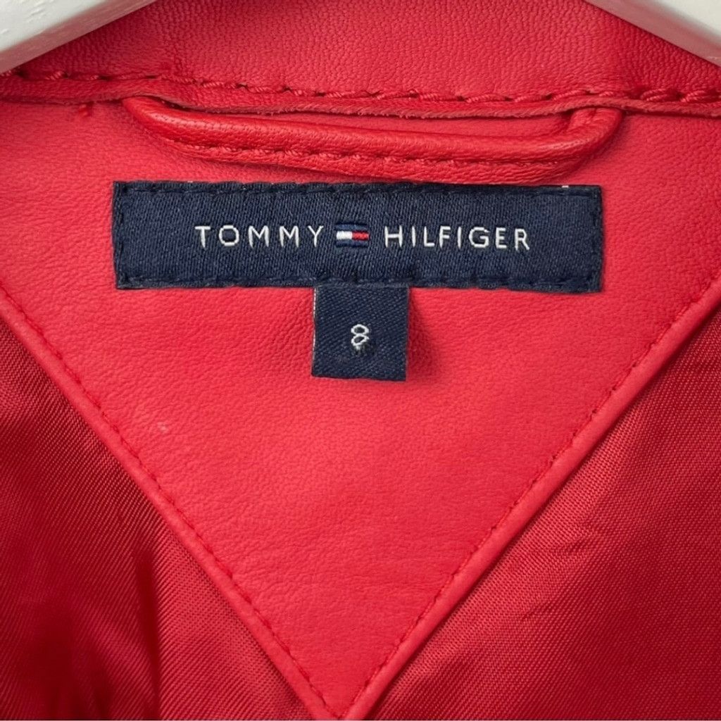 Tommy Hilfiger Tommy Hilfiger Red Leather Raw Edge 3 Button Blazer Size 8 Size M / US 6-8 / IT 42-44 - 6 Thumbnail