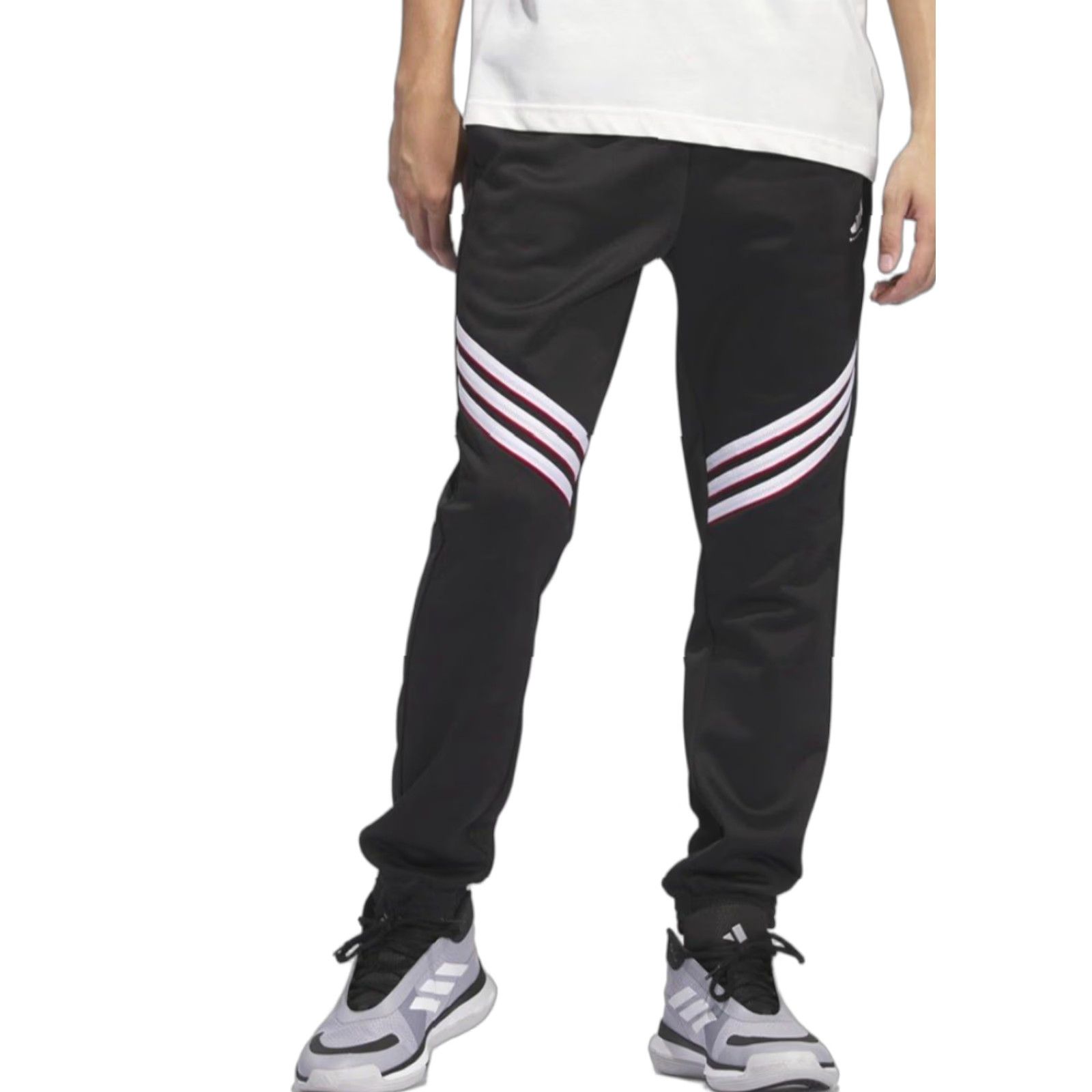 Adidas Adidas Men’s Crazywarm Basketball Pants - Black W/Stripes - 2XL - Jogger Style - Polyester Pants - Regular Size - Men Size US 39 - 1 Thumbnail