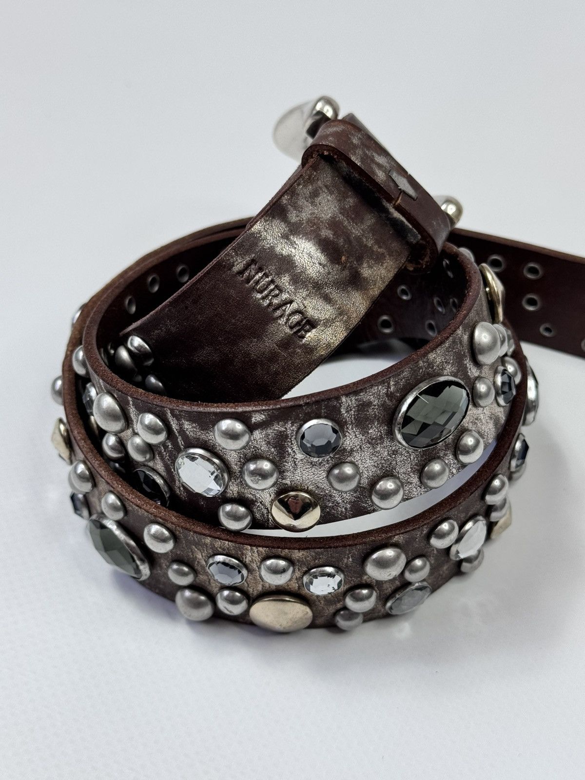 Other Y2k NURAGE Rhinestone Leather Belt Crystal Embellished Size ONE SIZE - 2 Thumbnail
