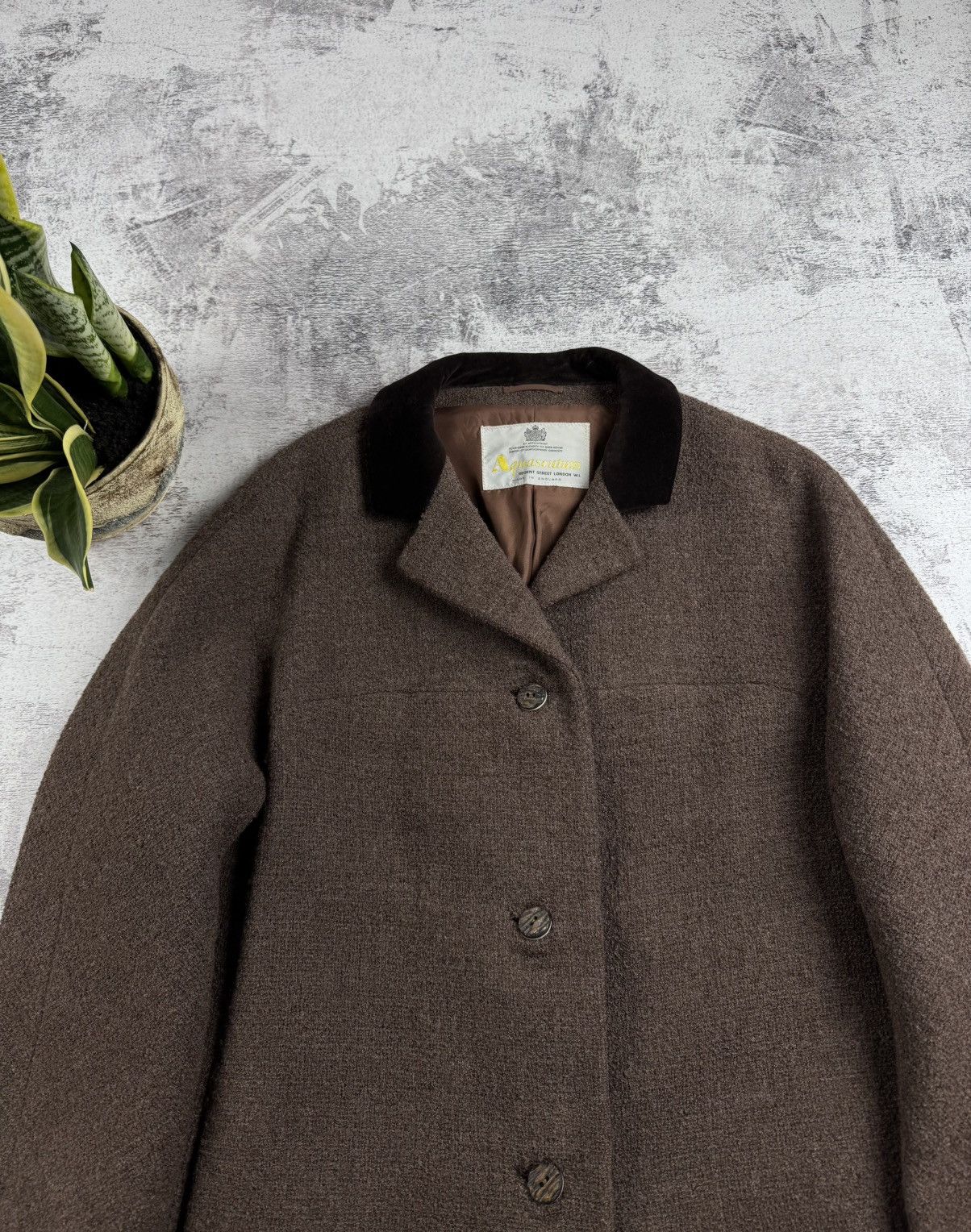 Aquascutum Aquascutum 90s Vintage UK 18 Tweed Brown England Wool Button Trench Trench Coat Size XL / US 12-14 / IT 48-50 - 5 Thumbnail