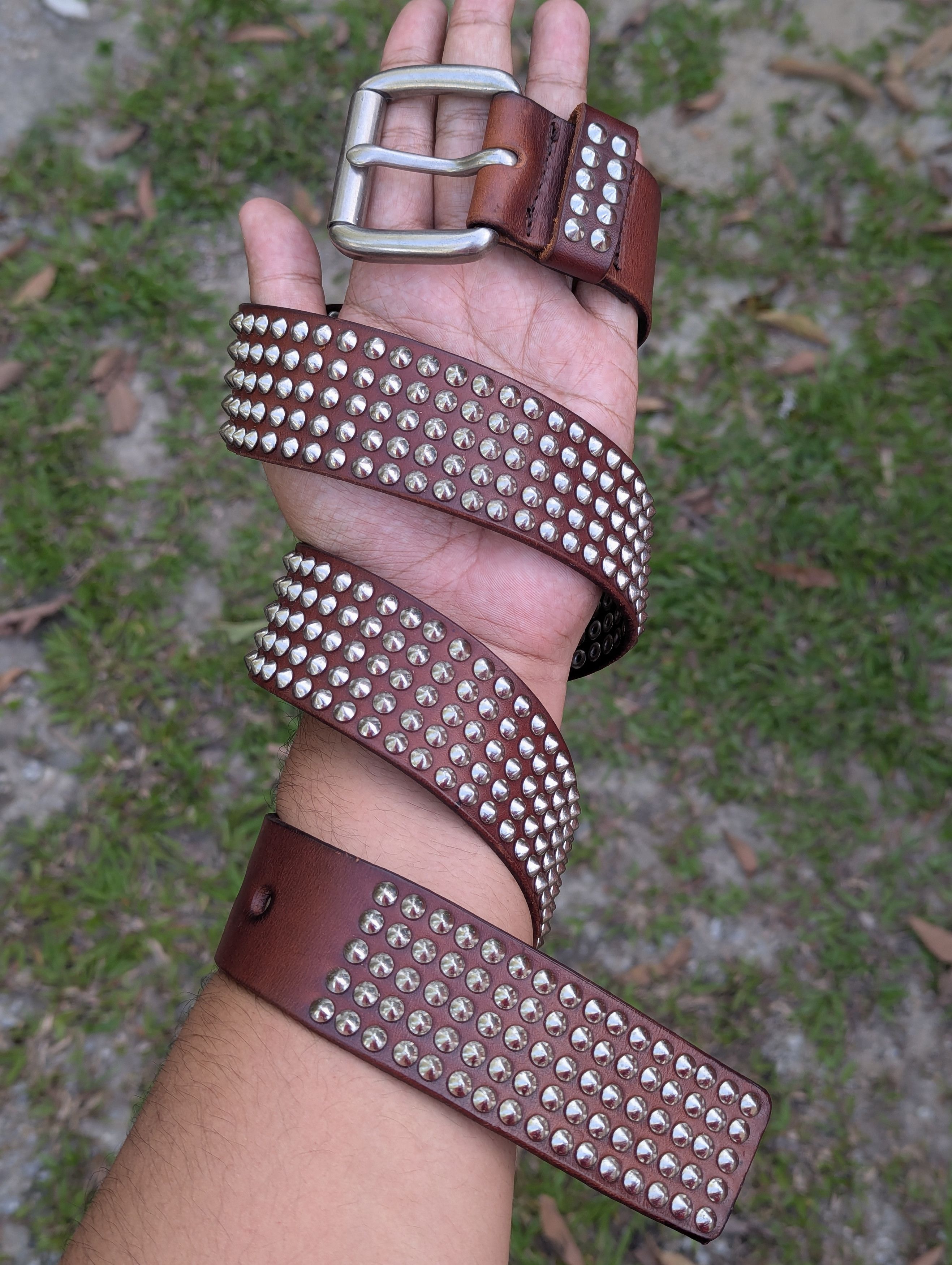 Hollywood Trading Company HTC Hollywood Trading Company Spiked Studded Leather Belt Size 40 - 1 Thumbnail