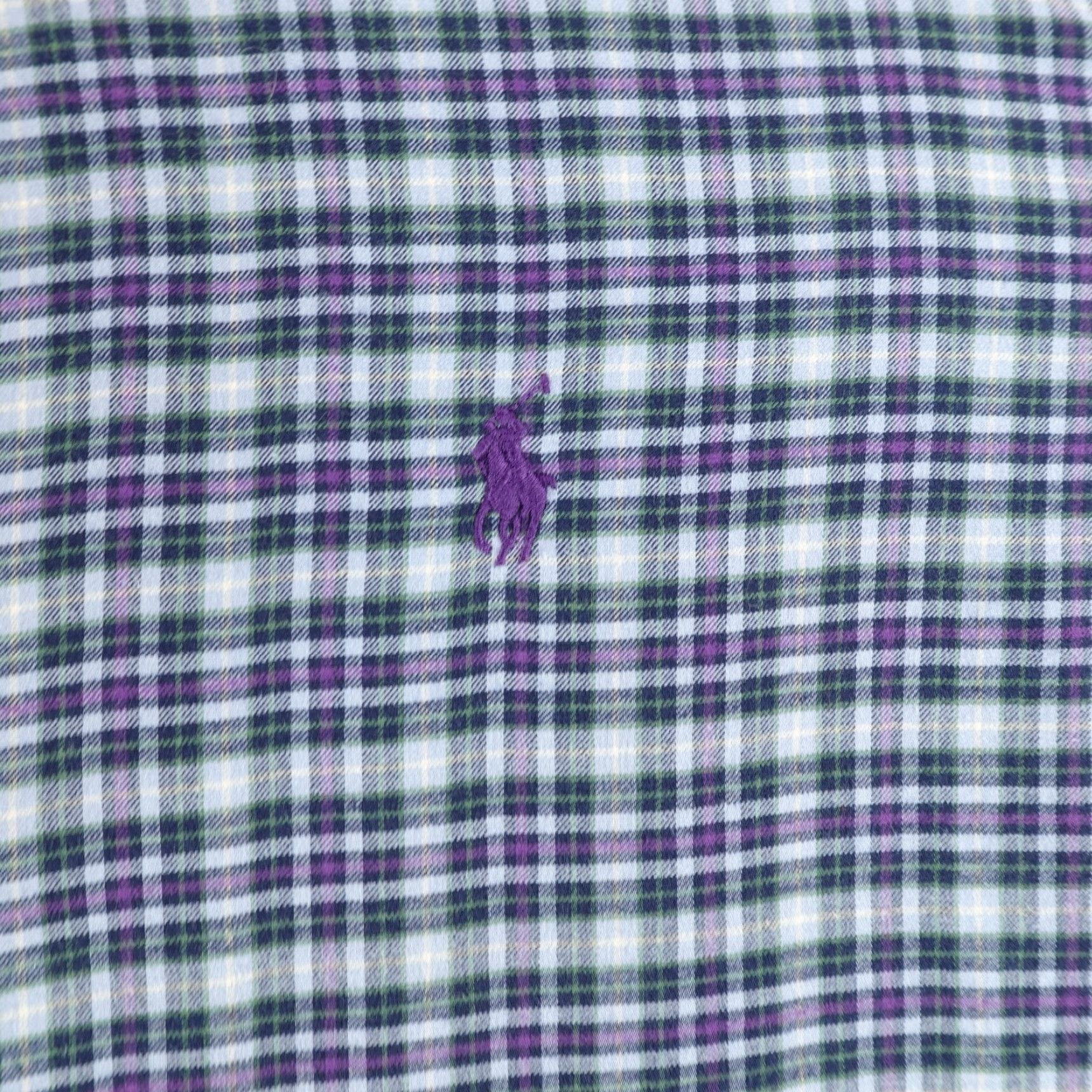 Ralph Lauren VINTAGE Ralph Lauren Shirt Mens XL Blue Green Plaid Button Up Flannel Purple Pony Logo Size US XL / EU 56 / 4 - 3 Thumbnail
