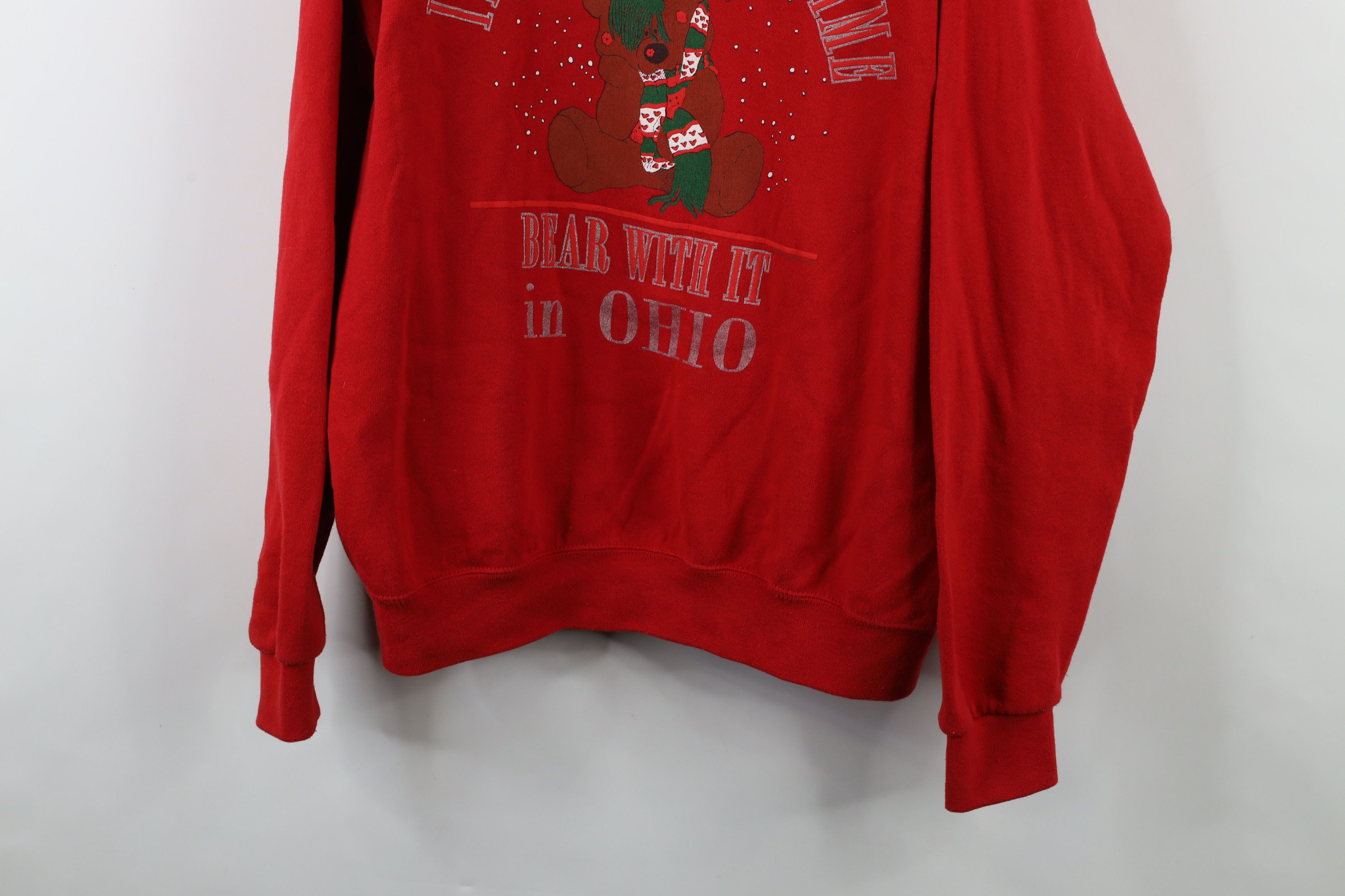 Vintage Vintage 90s Streetwear Christmas Ohio Sweatshirt Red USA Size L / US 10 / IT 46 - 3 Thumbnail
