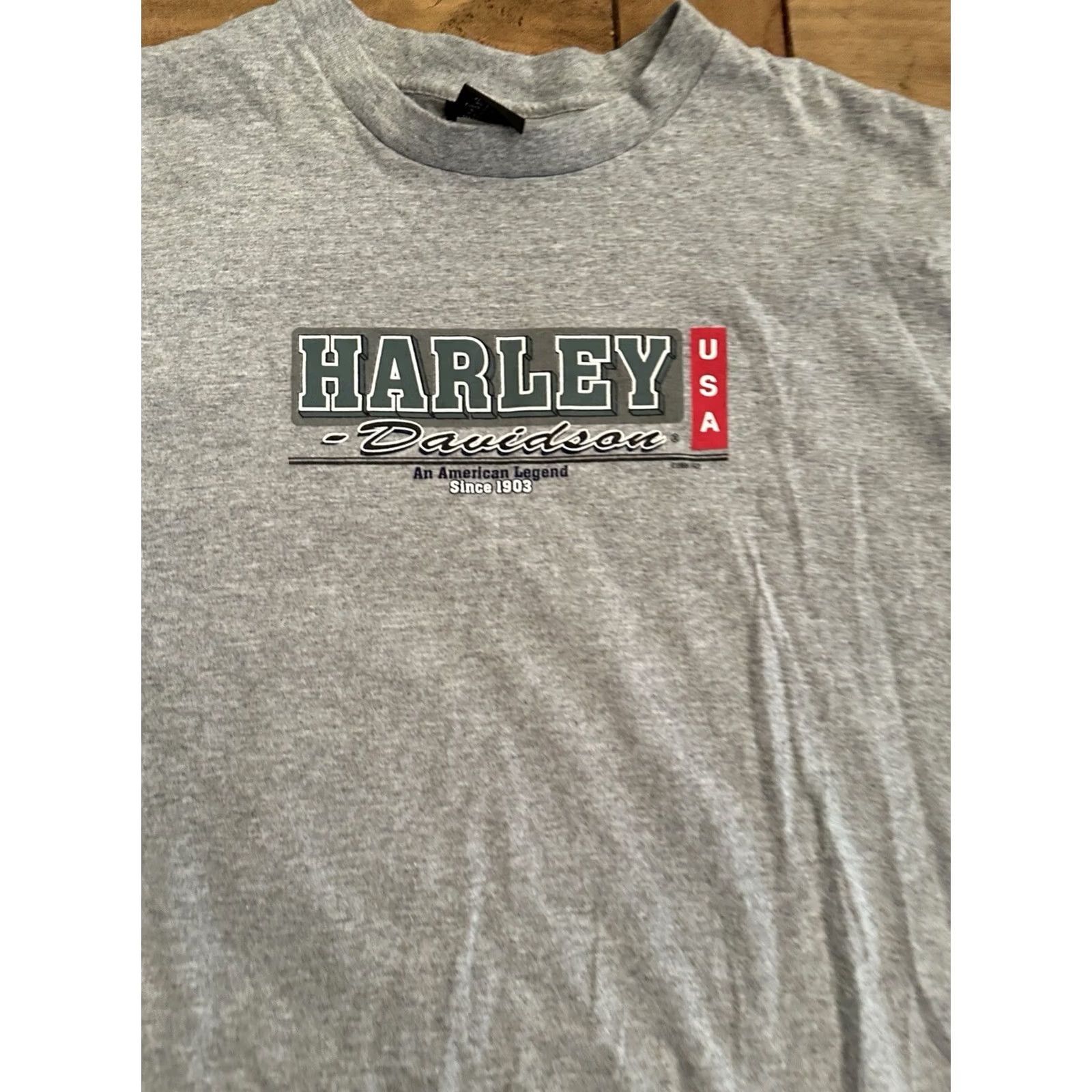 Harley Davidson VINTAGE Harley-Davidson T-Shirt 2XL Gray Short Sleeve Crew Neck Men Classic 80s Biker Motorcycle EUC Size US XXL / EU 58 / 5 - 2 Thumbnail