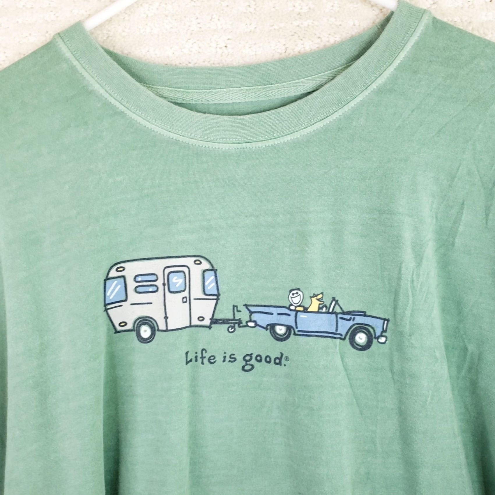 Life is Good Life is Good Crusher Tee Shirt "Happy Camper" Short Sl. Crew Neck Mens XL Green Size US XL / EU 56 / 4 - 3 Thumbnail