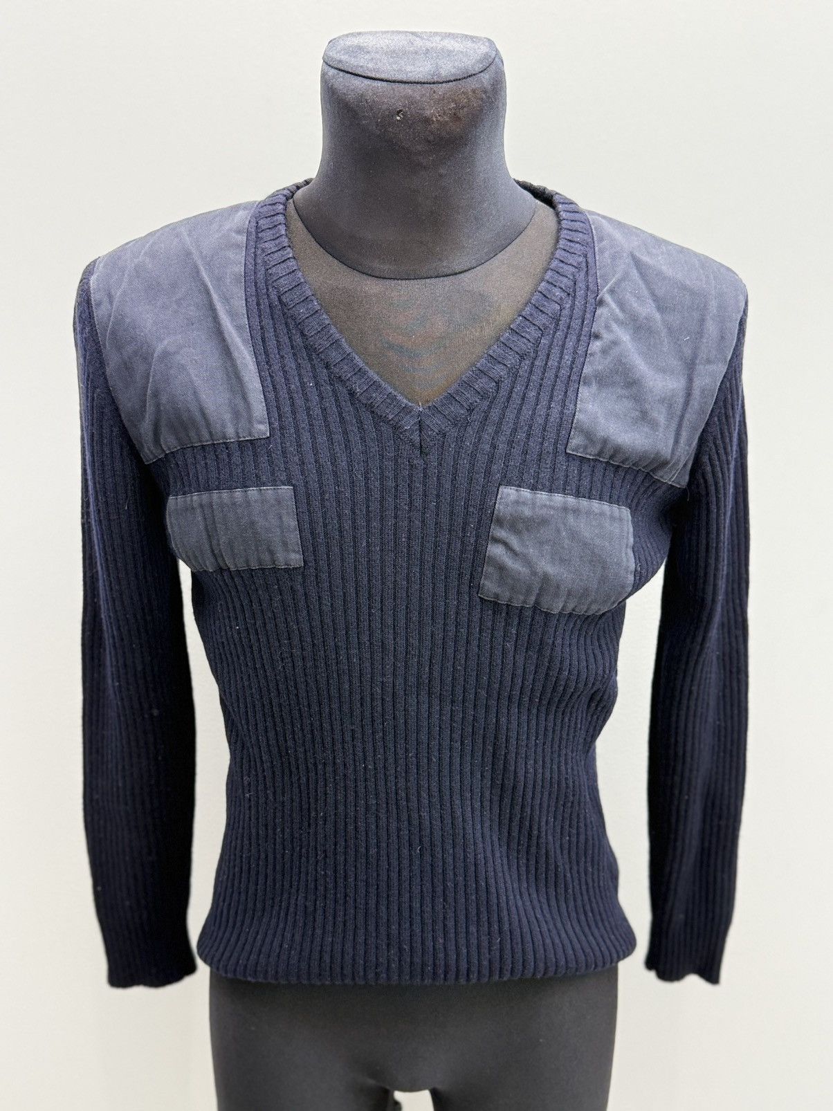 Neil Barrett Neil Barrett Wool Ribbed Patchwork V-neck Sweater Size US XL / EU 56 / 4 - 1 Thumbnail