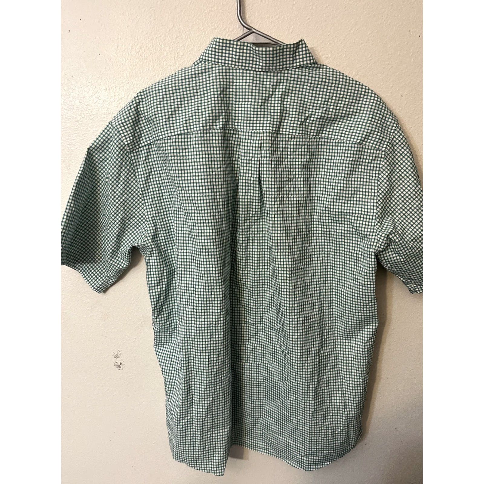 Jos. A. Bank Jos A Bank Men's Button-Up Shirt L Green Gingham Short Sleeve Travel Workwear Plaid Cotton Collar Pocket Regular Size US L / EU 52-54 / 3 - 3 Thumbnail