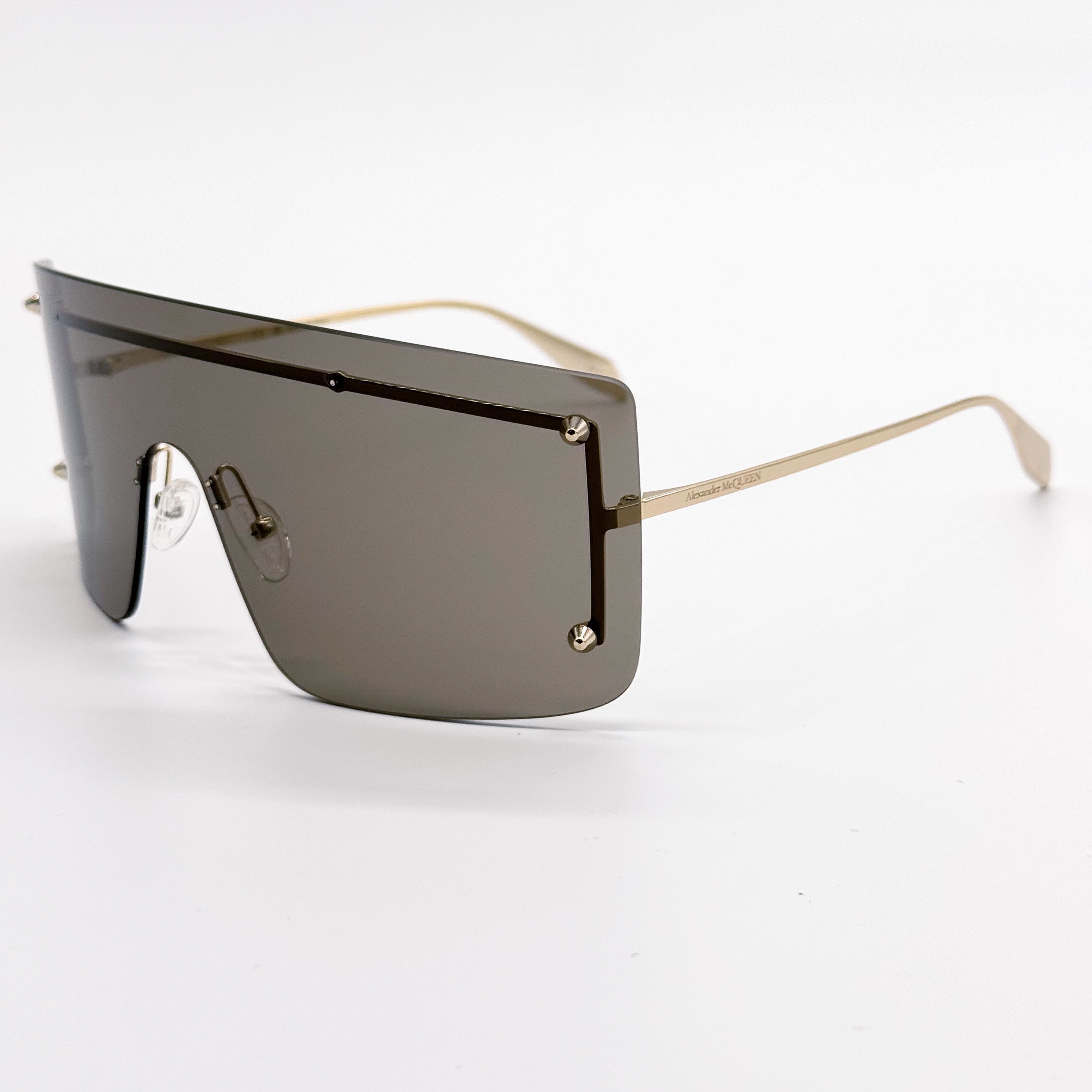 Alexander McQueen NEW ALEXANDER MCQUEEN AM0412S 002 SHIELD GOLD SUNGLASSES Size ONE SIZE - 3 Thumbnail