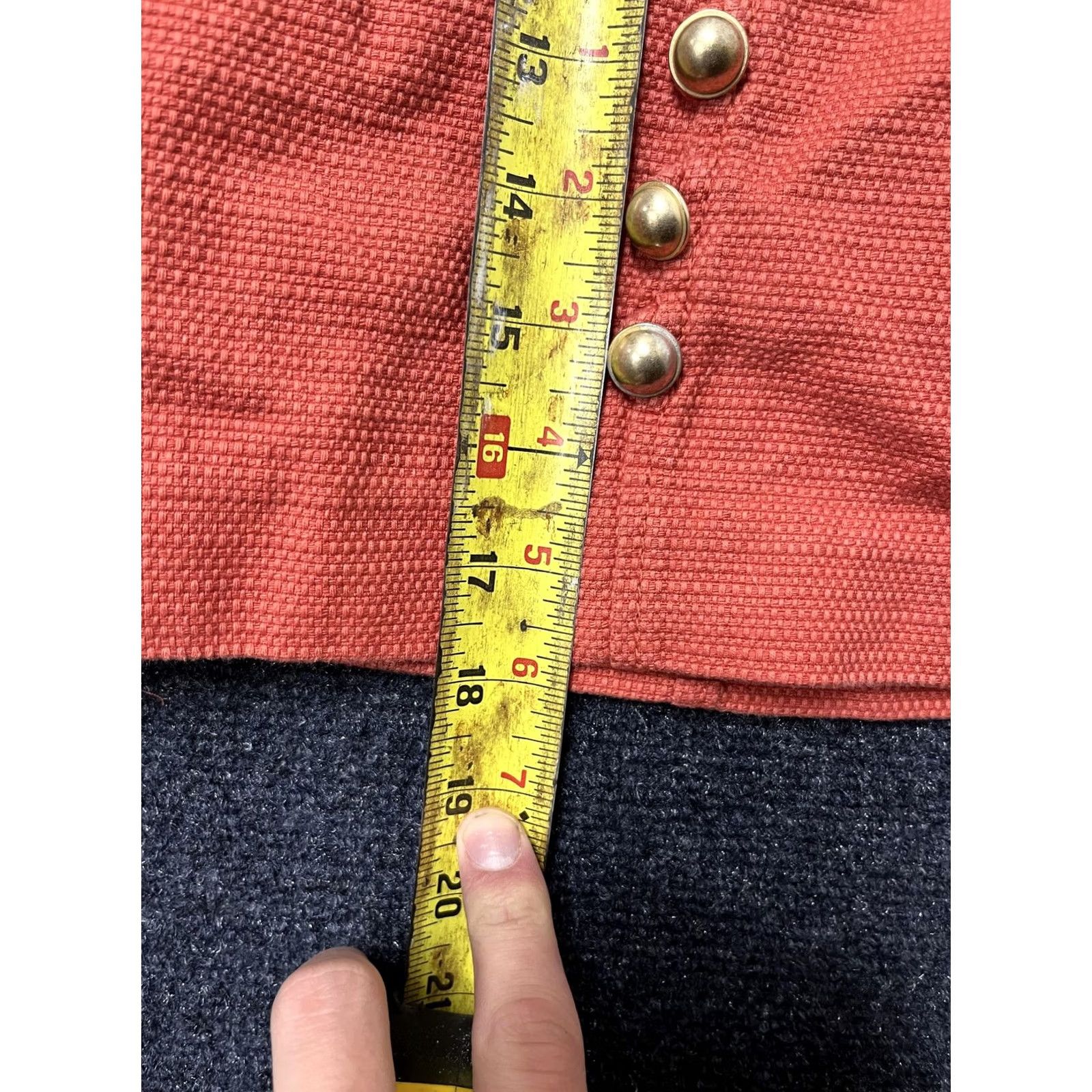 Vintage Orange Button Front Mini Skirt Womens Small Textured Gold Studs Lined High Waist Size 28" / US 6 / IT 42 - 5 Thumbnail