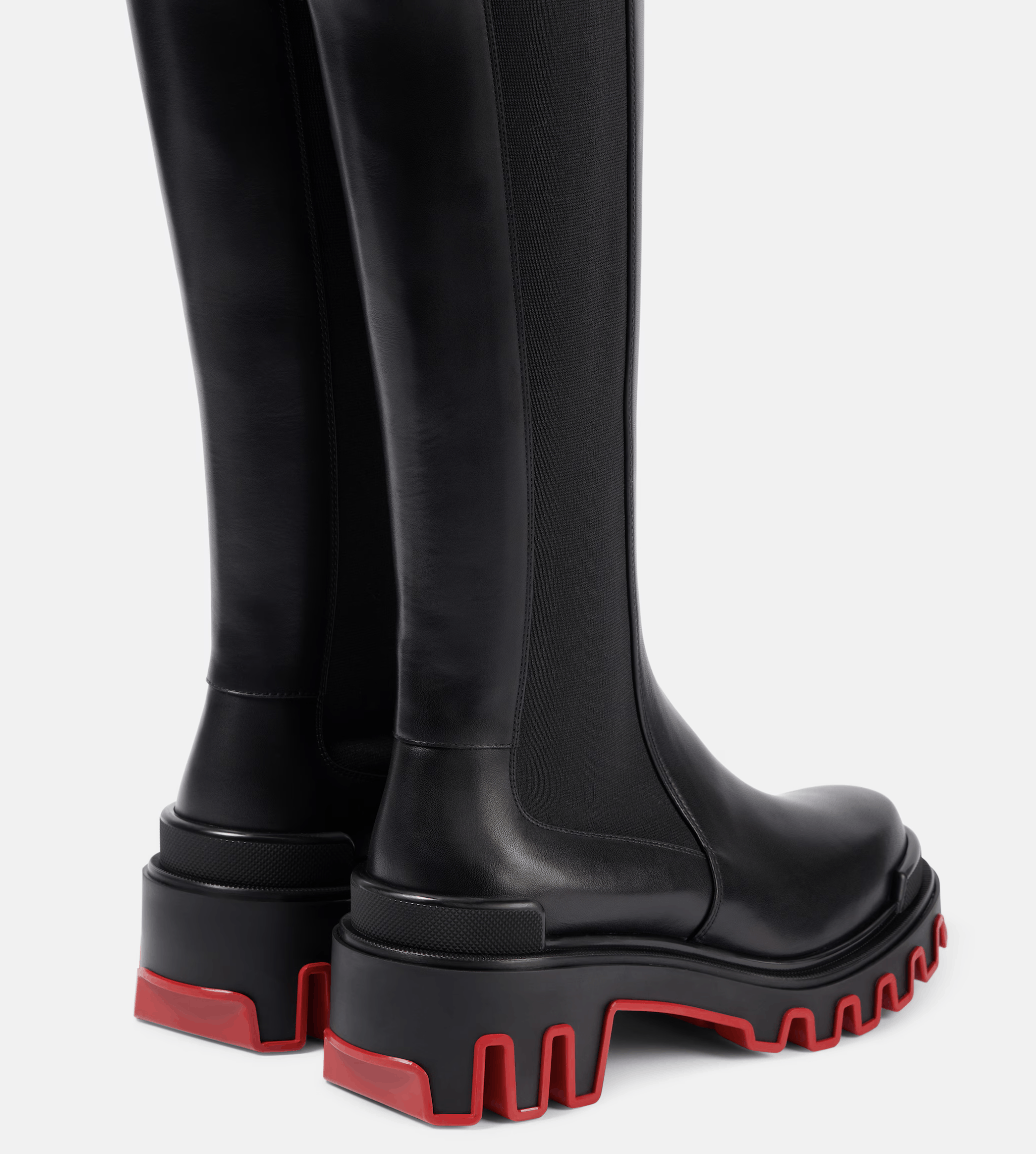 Christian Louboutin Marchacroche Dune Botta Black Leather Knee High Boot 40 Size US 10 / IT 40 - 16 Thumbnail