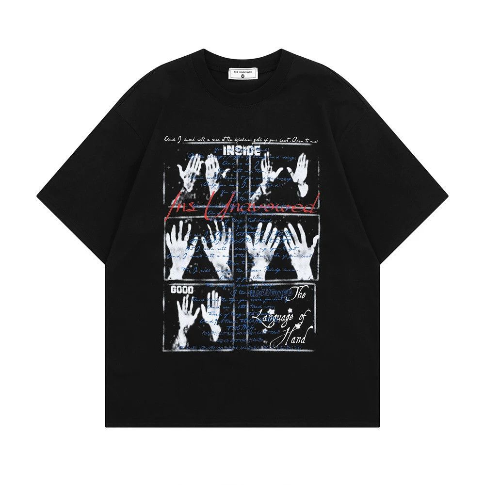 Japanese Brand × Vintage Men's street trend cotton loose hand shadow print T-shirt Size US M / EU 48-50 / 2 - 1 Thumbnail