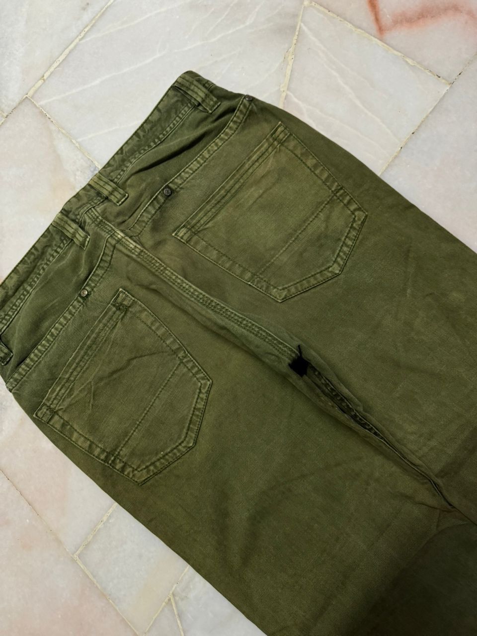 Kapital 💥Thrashed 90s Back Number Olive Green Jeans Sick style Size US 31 - 18 Thumbnail