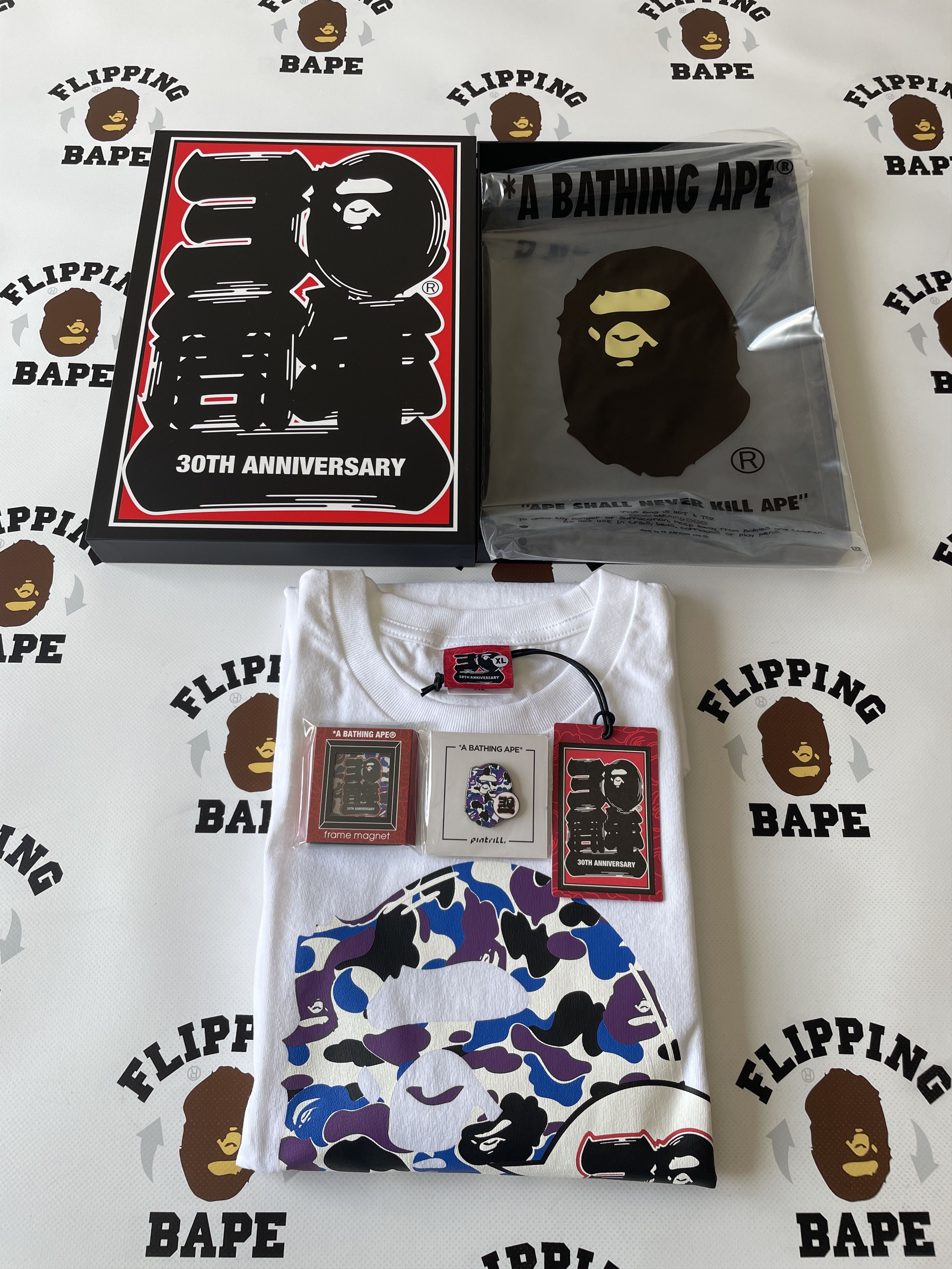 BAPE STORE HONG KONG BAPE 30TH ANNIV. APE HEAD TEE SET