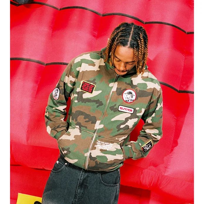 Butter Goods New Peanuts® Snoopy Patch Camo Print Zip-Up Hoodie Size US L / EU 52-54 / 3 - 3 Thumbnail
