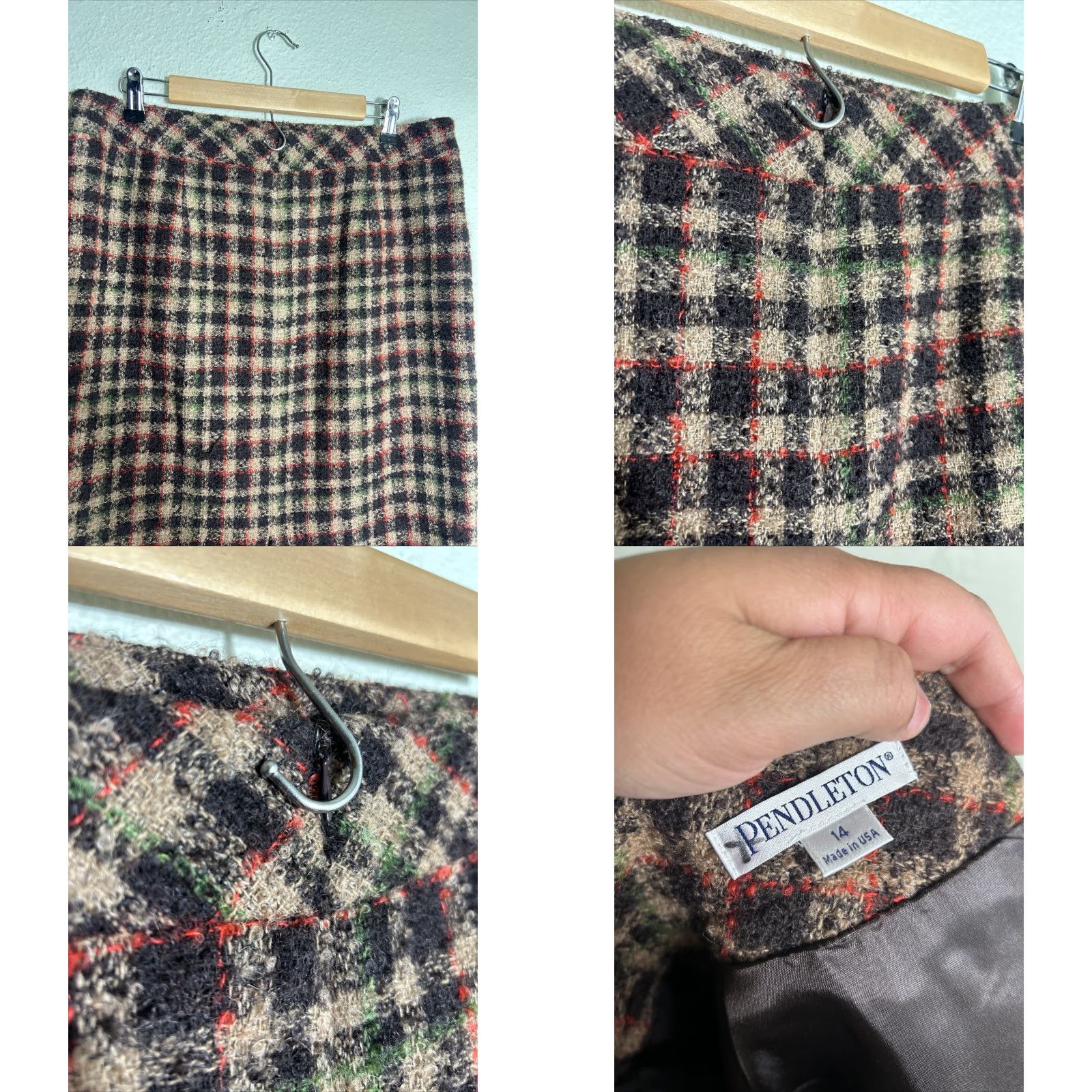 Pendleton VINTAGE Pendleton Wool & Mohair Plaid Skirt Petite Sz 14 Flat Front Lined 36x23 Size 36" / US 14 / IT 50 - 8 Thumbnail