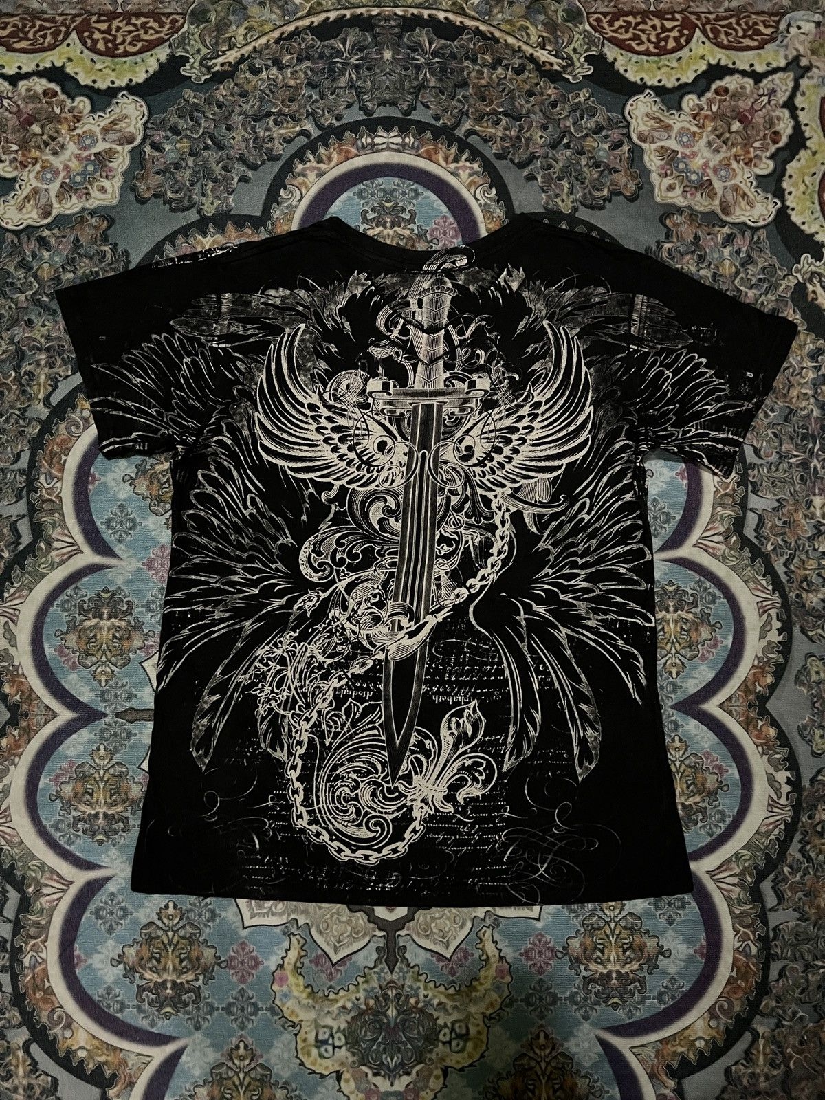 Affliction × Vintage Vintage Y2K Konflic Sword Eagle Chains AOP Tee Size US L / EU 52-54 / 3 - 3 Thumbnail