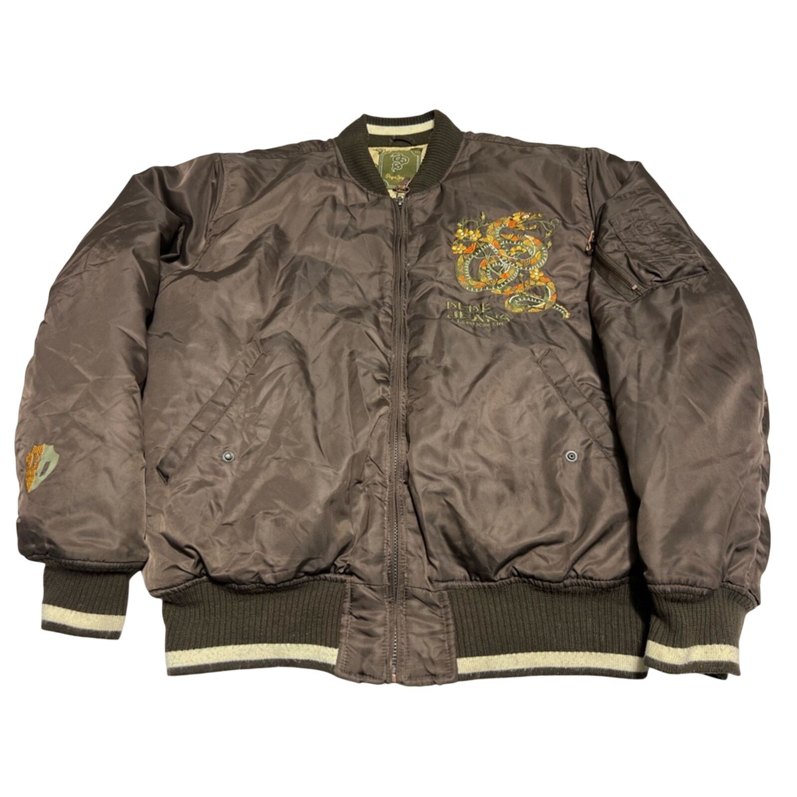 Pepe Jeans VTG Y2K Nylon Bomber Satin Brown Pepe Jeans Mens Jacket XL Size US XL / EU 56 / 4 - 1 Thumbnail