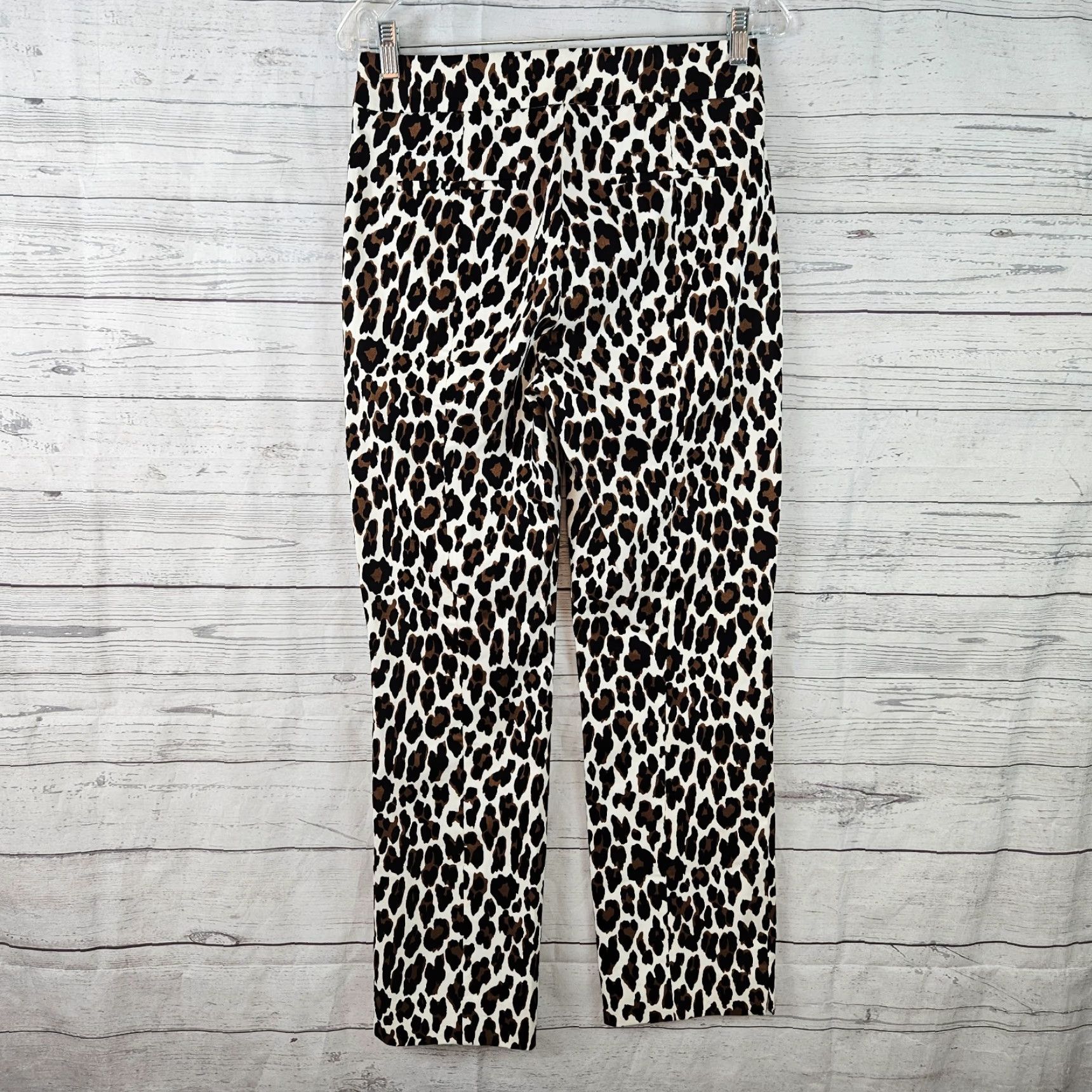 J.Crew J Crew Womens Pant Remi Leopard Sz 4 Black Brown Side Zip High Rise Size 27" / US 4 / IT 40 - 3 Thumbnail