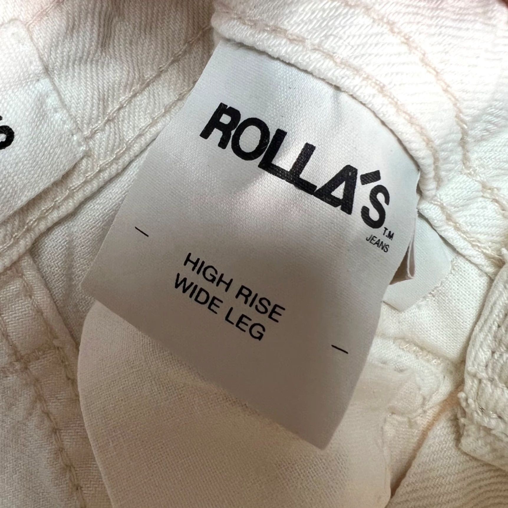 Vintage Rollas Womens 26 High Rise Wide-Leg Jeans Cotton Blend Denim White Tencel 5-Pocket Inseam 27 Size 26" / US 2 / IT 38 - 3 Thumbnail