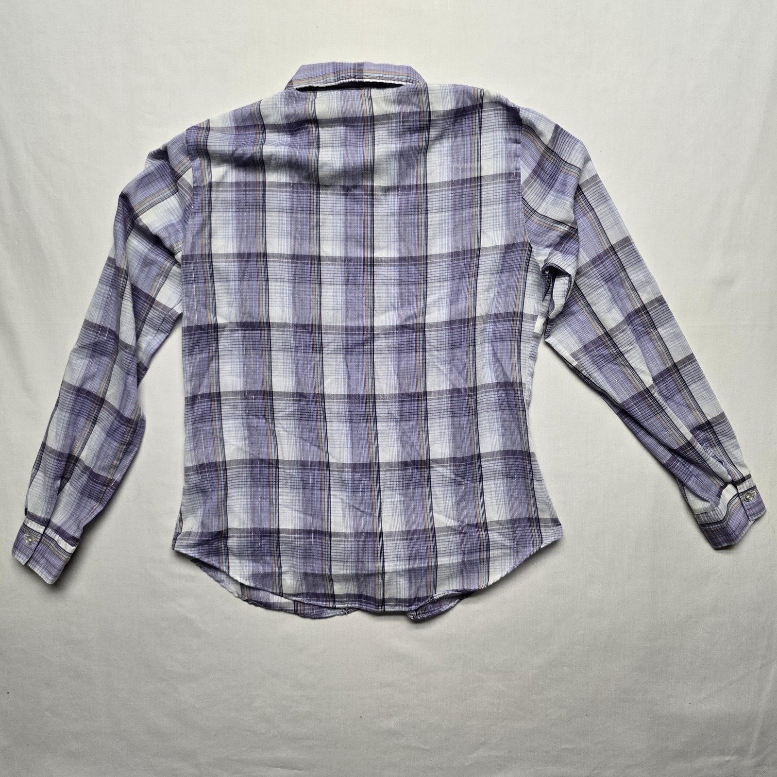 Vintage Vintage Accent Shirt S Purple Plaid Lurex Button Down 80s Size S / US 4 / IT 40 - 7 Thumbnail