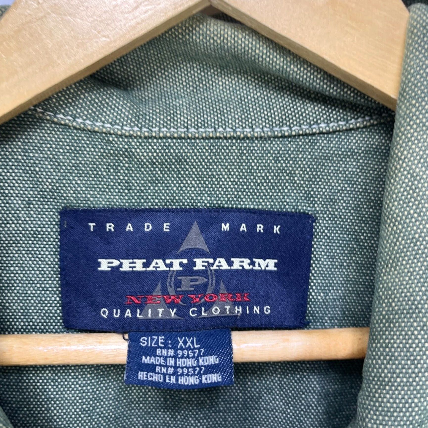 Phat Farm VINTAGE Phat Farm Denim Jacket Men 2XL Green Shirt Jacket 90s Hip Hop Baggy Size US XXL / EU 58 / 5 - 4 Thumbnail