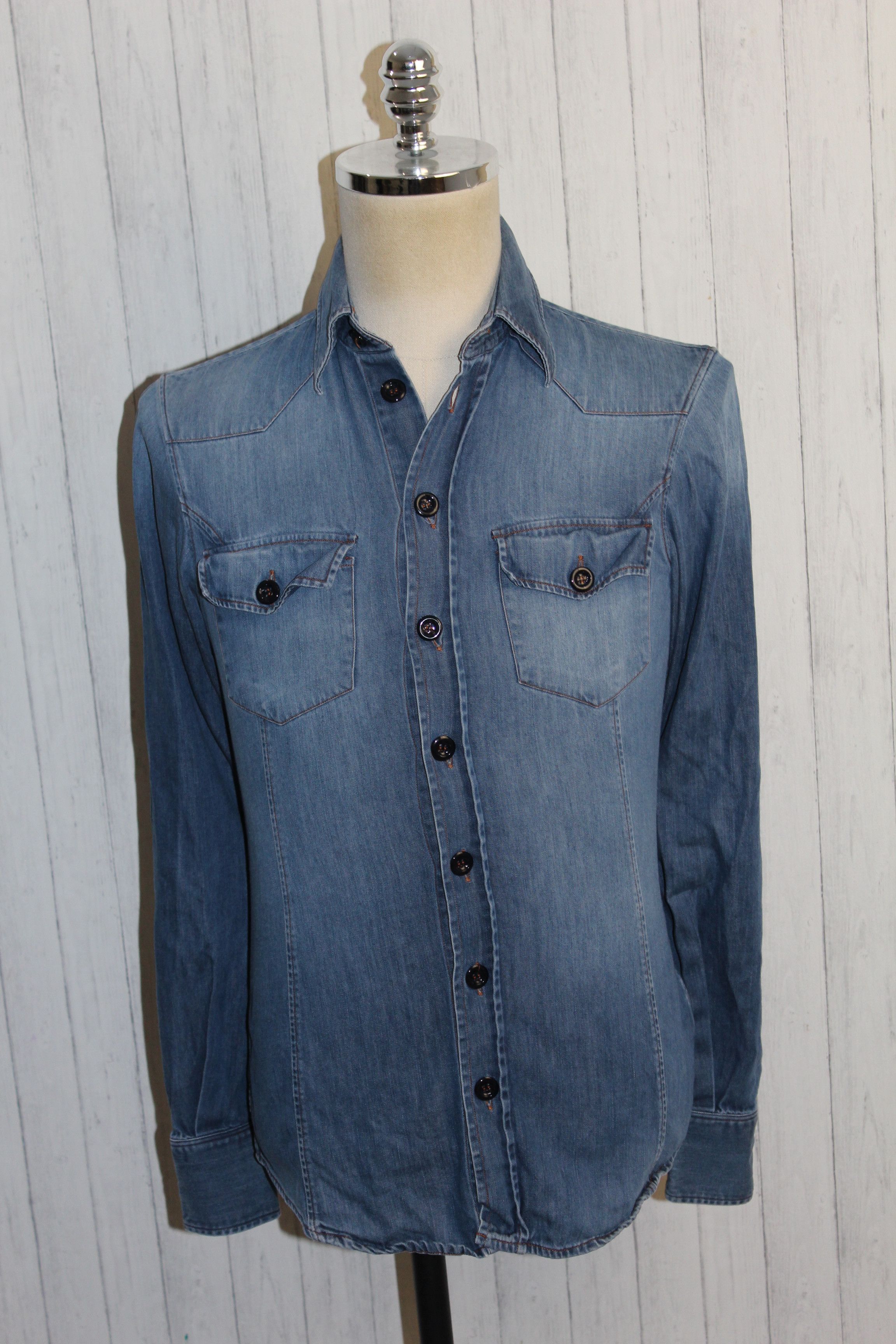 Other Men's Dolce&Gabbana Gold Denim Blue Shirt Top Size US S / EU 44-46 / 1 - 4 Thumbnail