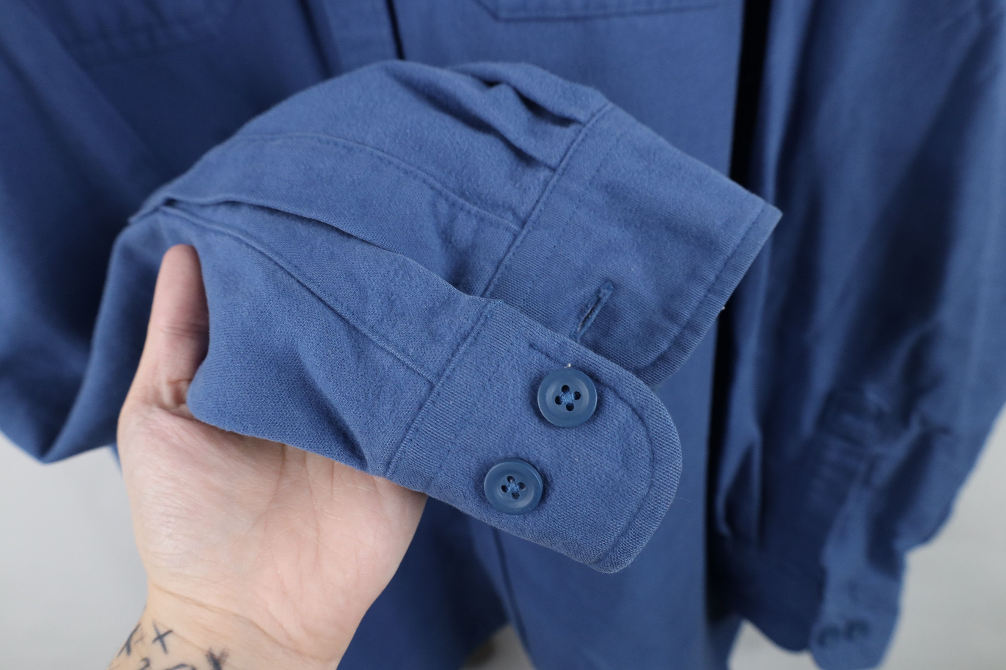 L.L. Bean Vintage 90s LL Bean Heavy Chamois Cloth Button Shirt Blue Size US XXL / EU 58 / 5 - 7 Thumbnail