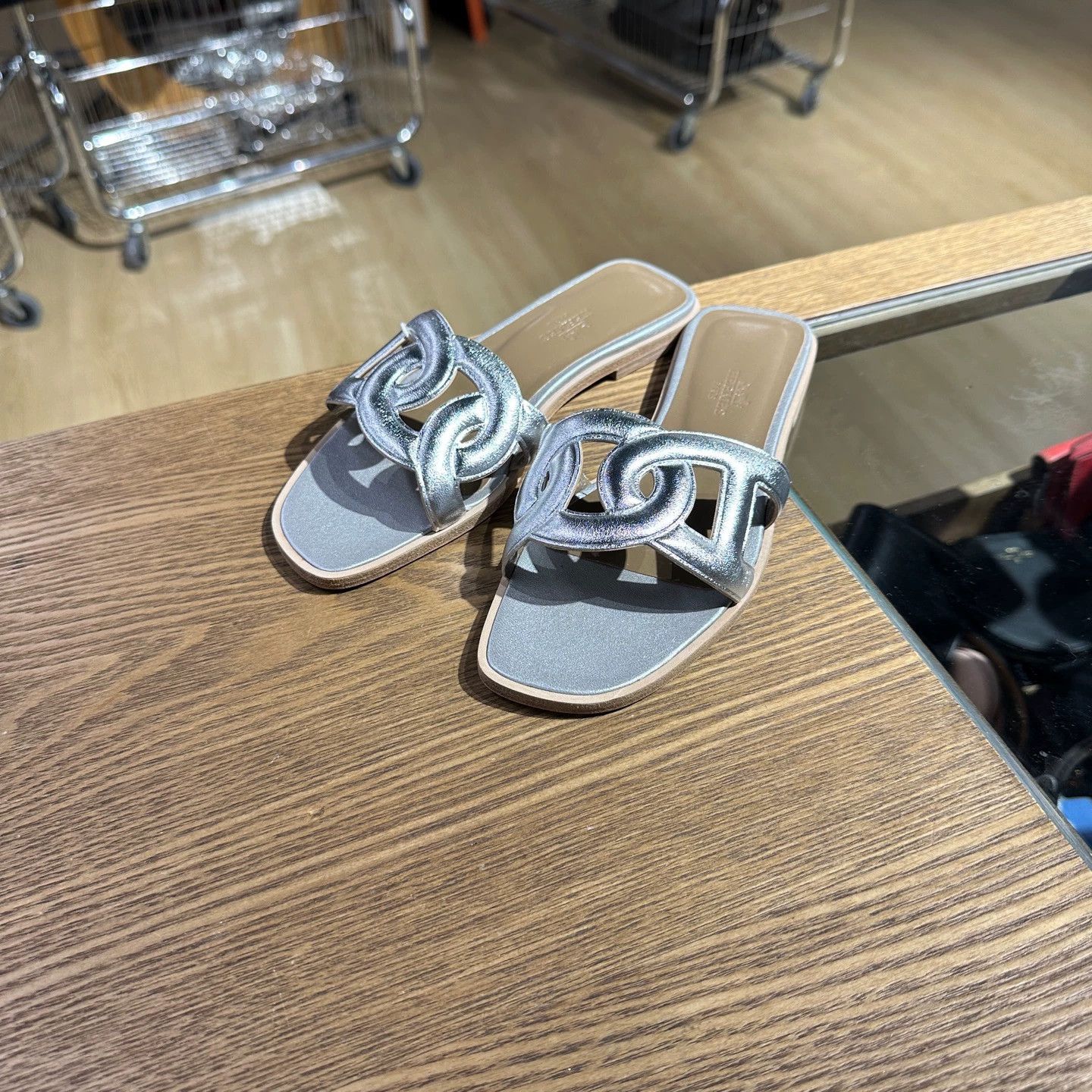 Hermes Hermes May317 Pigalle Slipper Silver Unused Size 36 Size US 5.5 / IT 35.5 - 1 Thumbnail