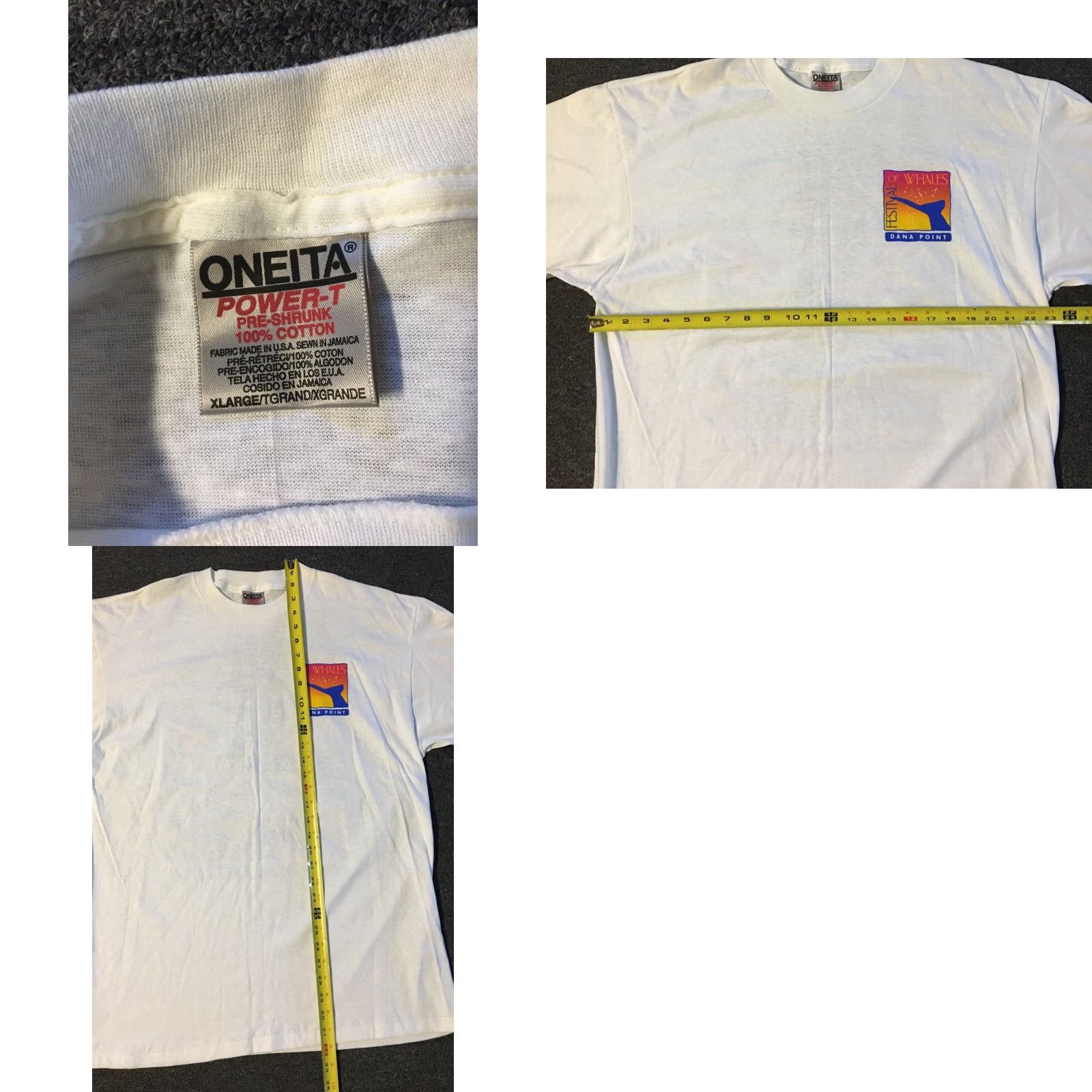 Vintage Vtg 90s Festival Of Whales Shirt XL White USA Nature Ocean Fun Animal Mens T-Shirt Graphic Tee Single Stitch Size US XL / EU 56 / 4 - 8 Thumbnail